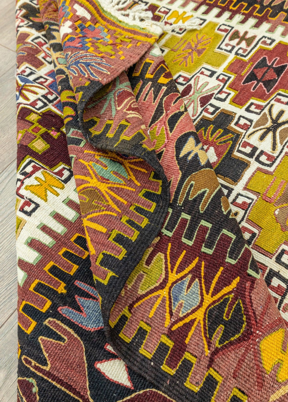 Soho Antiq-Rissa Geometrik Tasarımlı El Dokuma Kilim 152x220 Cm-Kilim-7-fleurdirect.live