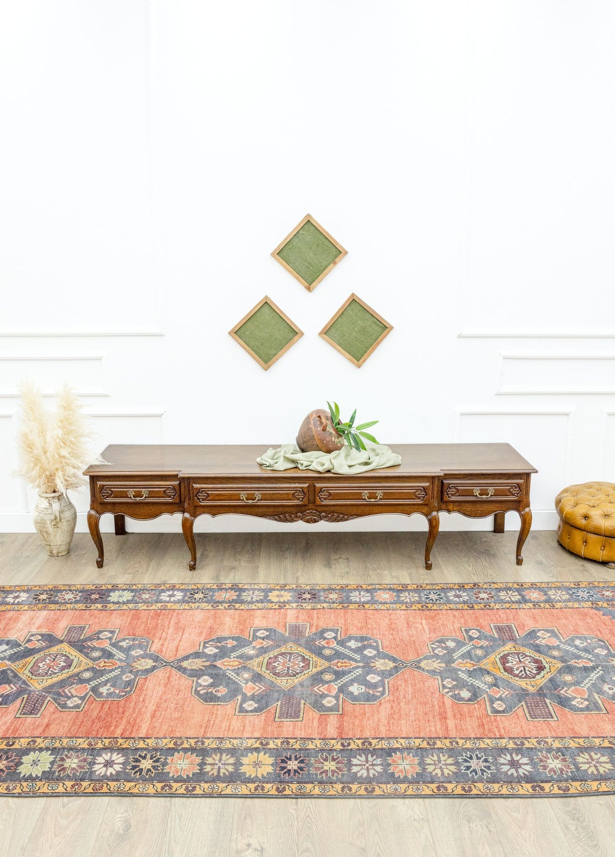 Soho Antiq-Salvia El Dokuma Karaman Yolluk 148x372 Cm-Halı-2-fleurdirect.live