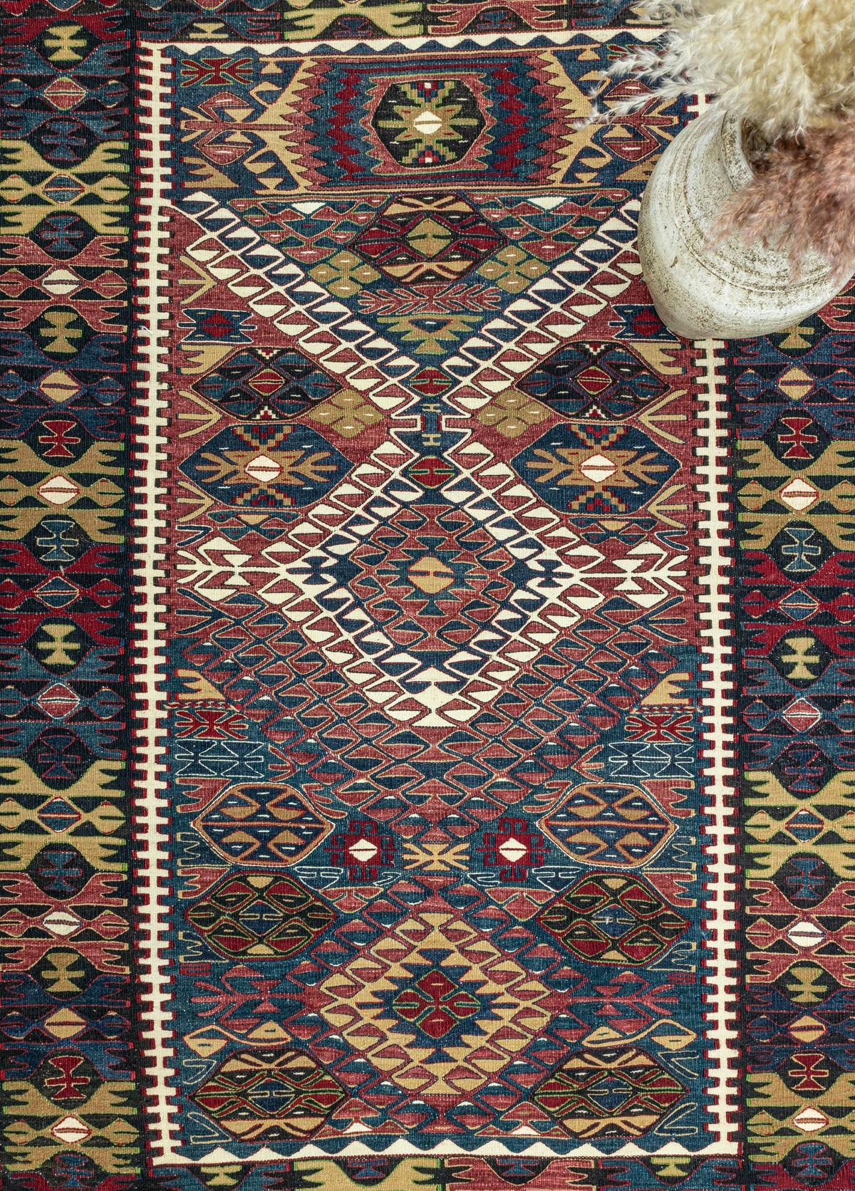 Soho Antiq-Vigen Rustik El Dokuma Yün Nuzumla Kilimi 136x196 Cm-Kilim-3-fleurdirect.live