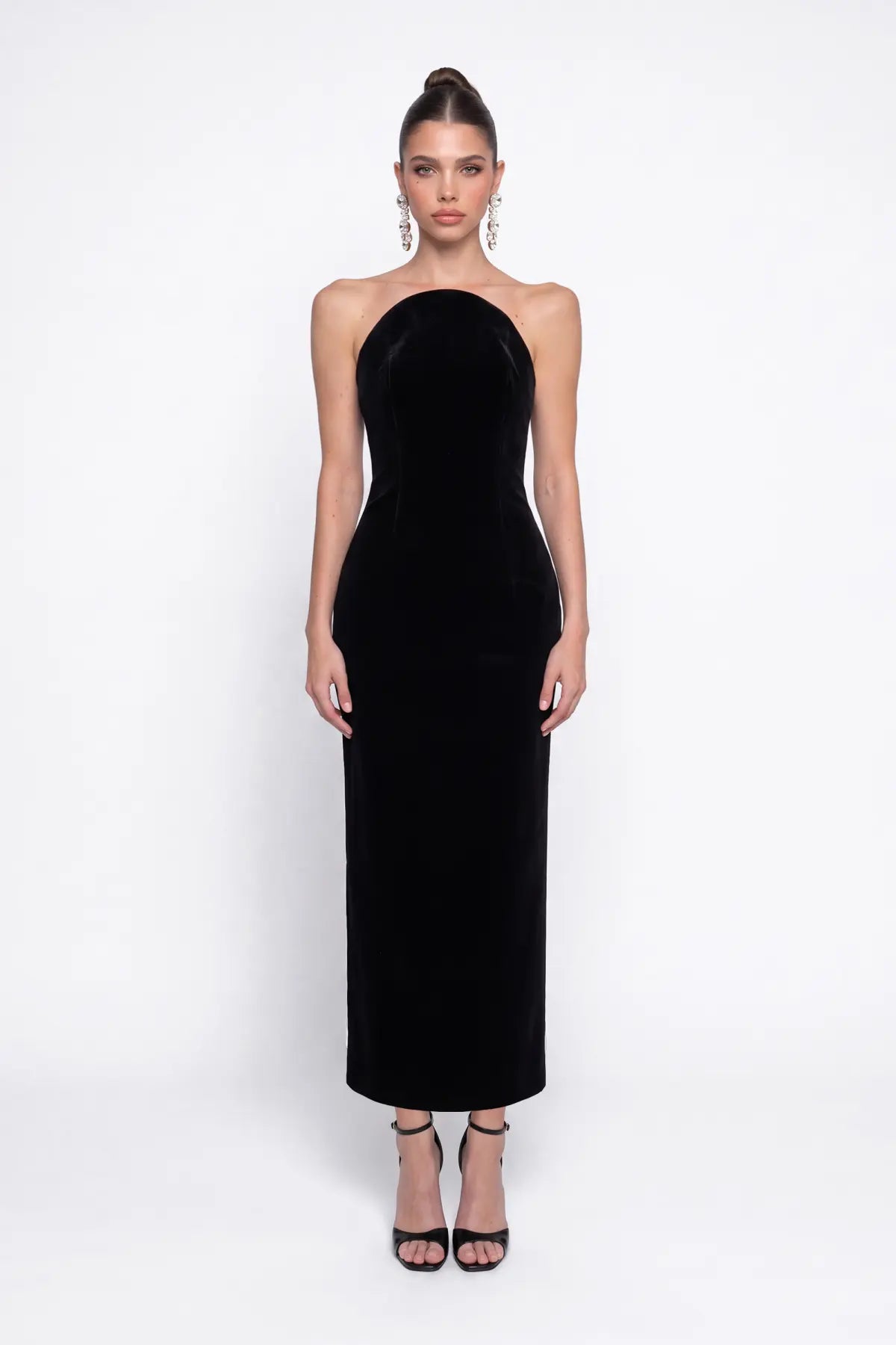 SiYah KadiFe MiDi Bodycon ElbiSe