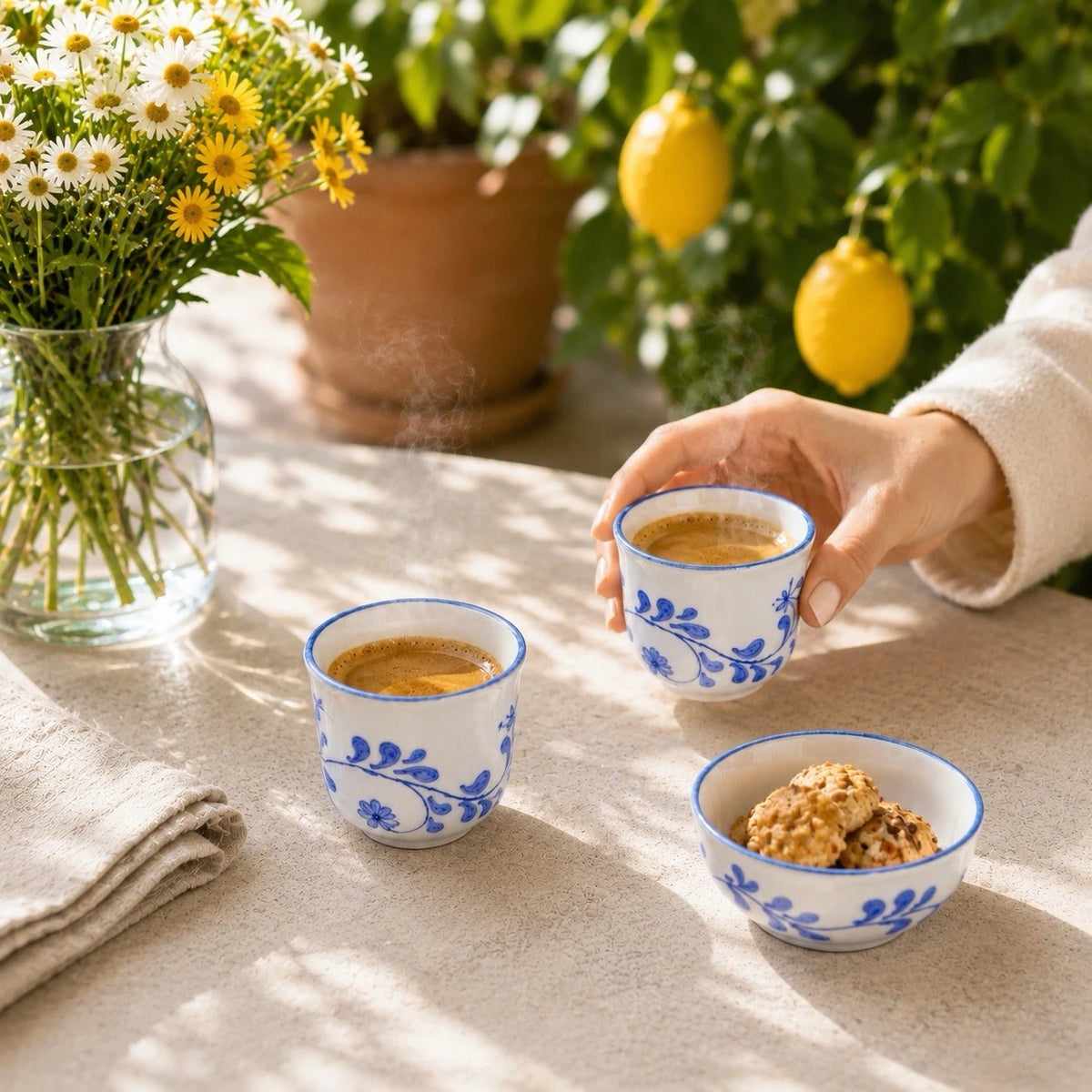 Espresso Fincanı Mavi Beyaz
