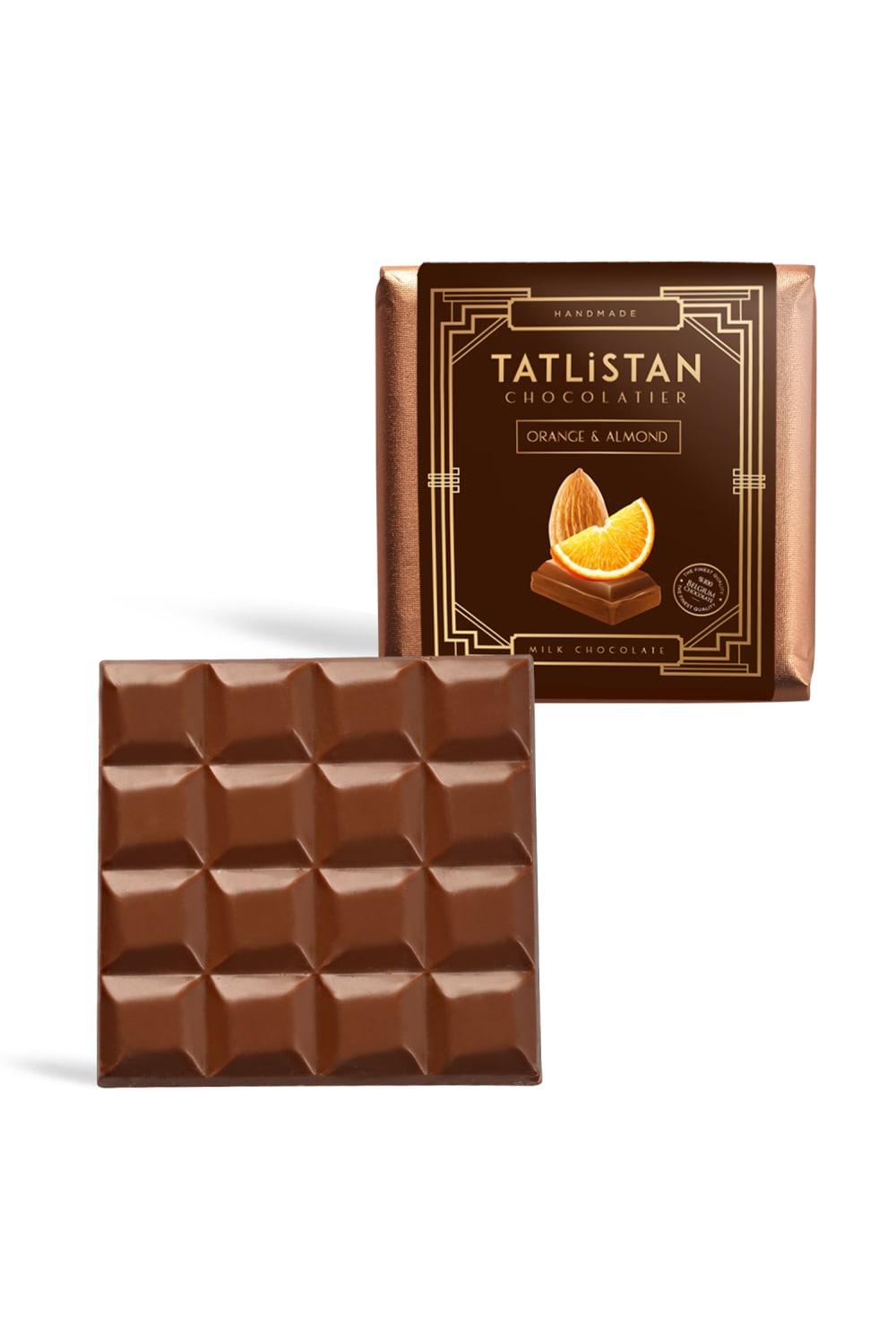 Tatlistan-Portakal & Bademli Sütlü Kare Tablet Çikolata-Çikolata-1-fleurdirect.live