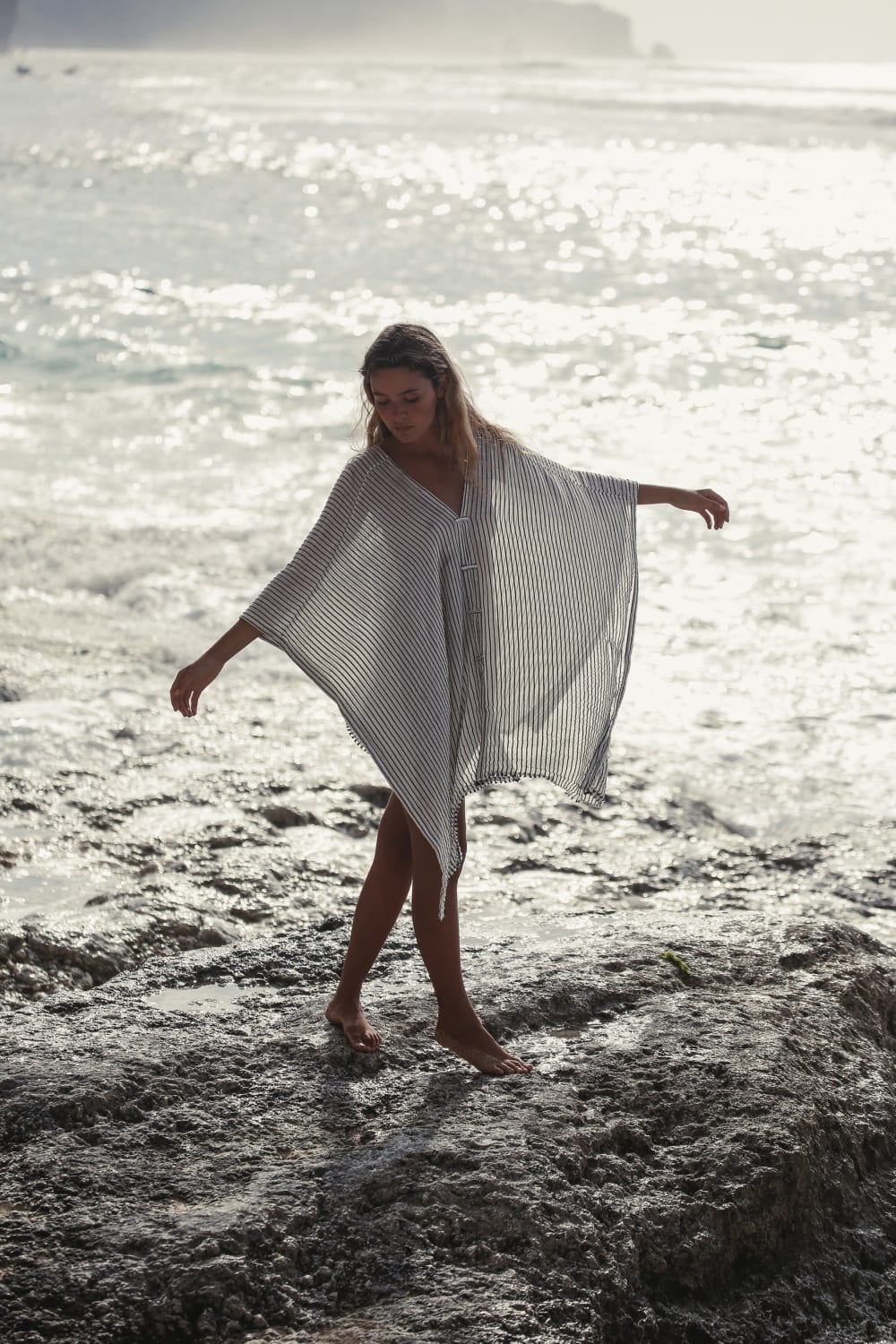 The Handloom-Ava Kimono Black Stripes-Kimono-2-fleurdirect.live