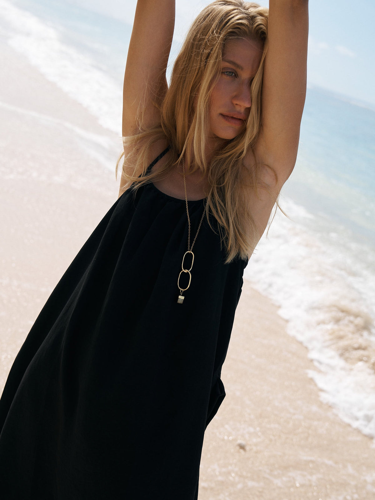 The Handloom-Bliss Flow Maxi Dress Black-Elbise-3-fleurdirect.live
