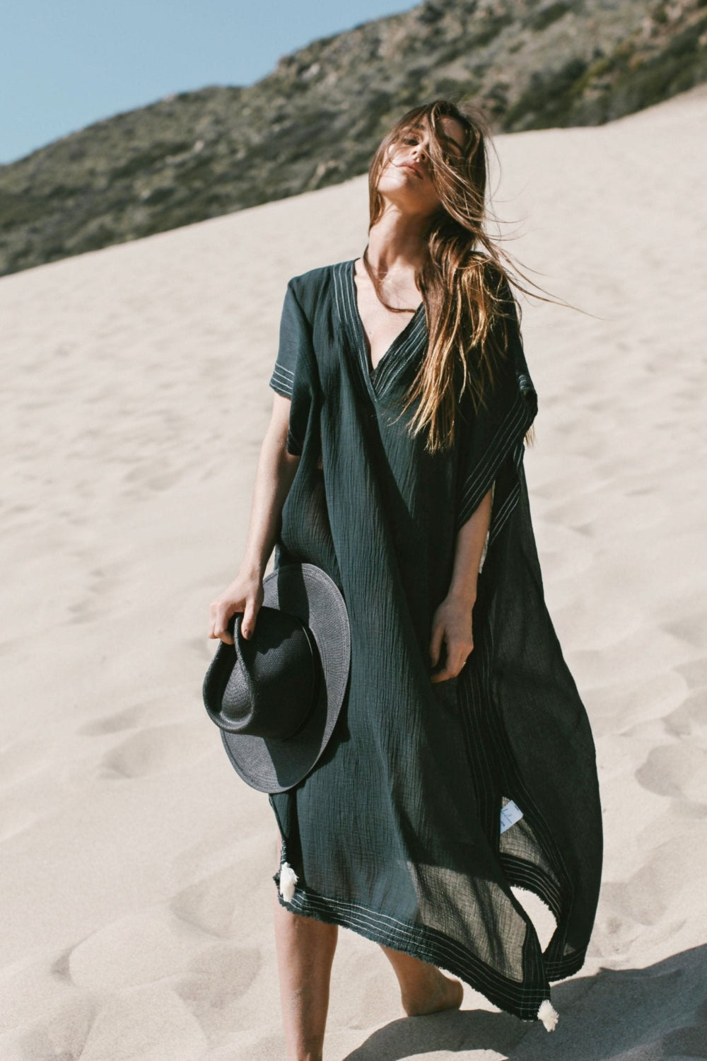 The Handloom-Ela Kaftan Black-Kaftan-1-fleurdirect.live