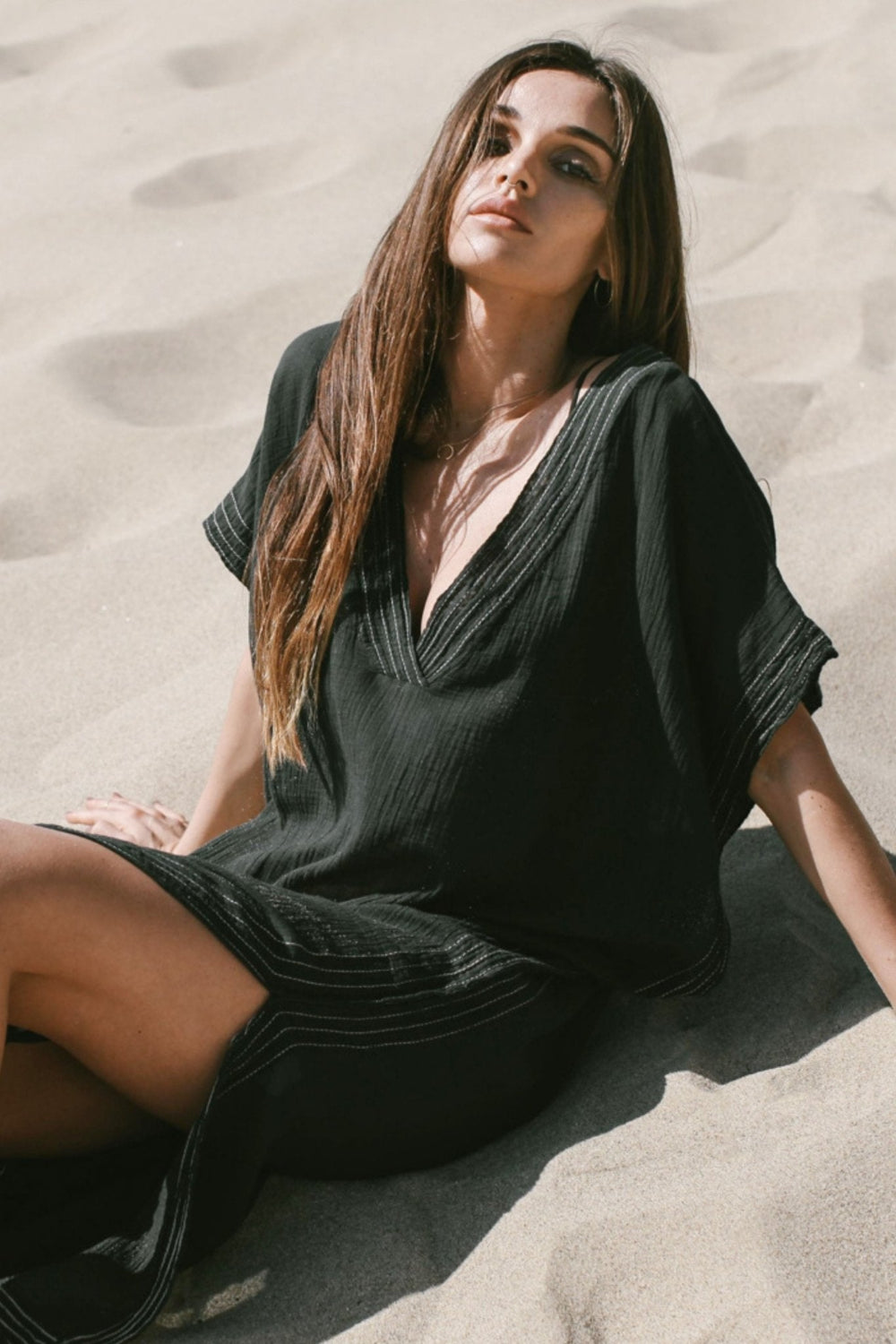 The Handloom-Ela Kaftan Black-Kaftan-2-fleurdirect.live