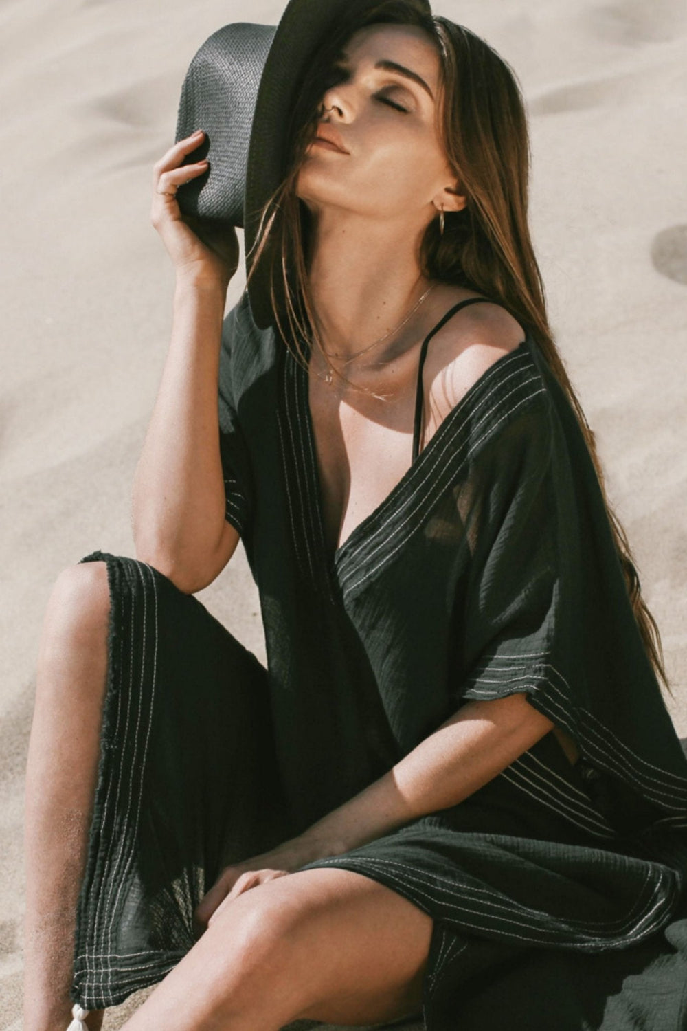 The Handloom-Ela Kaftan Black-Kaftan-3-fleurdirect.live