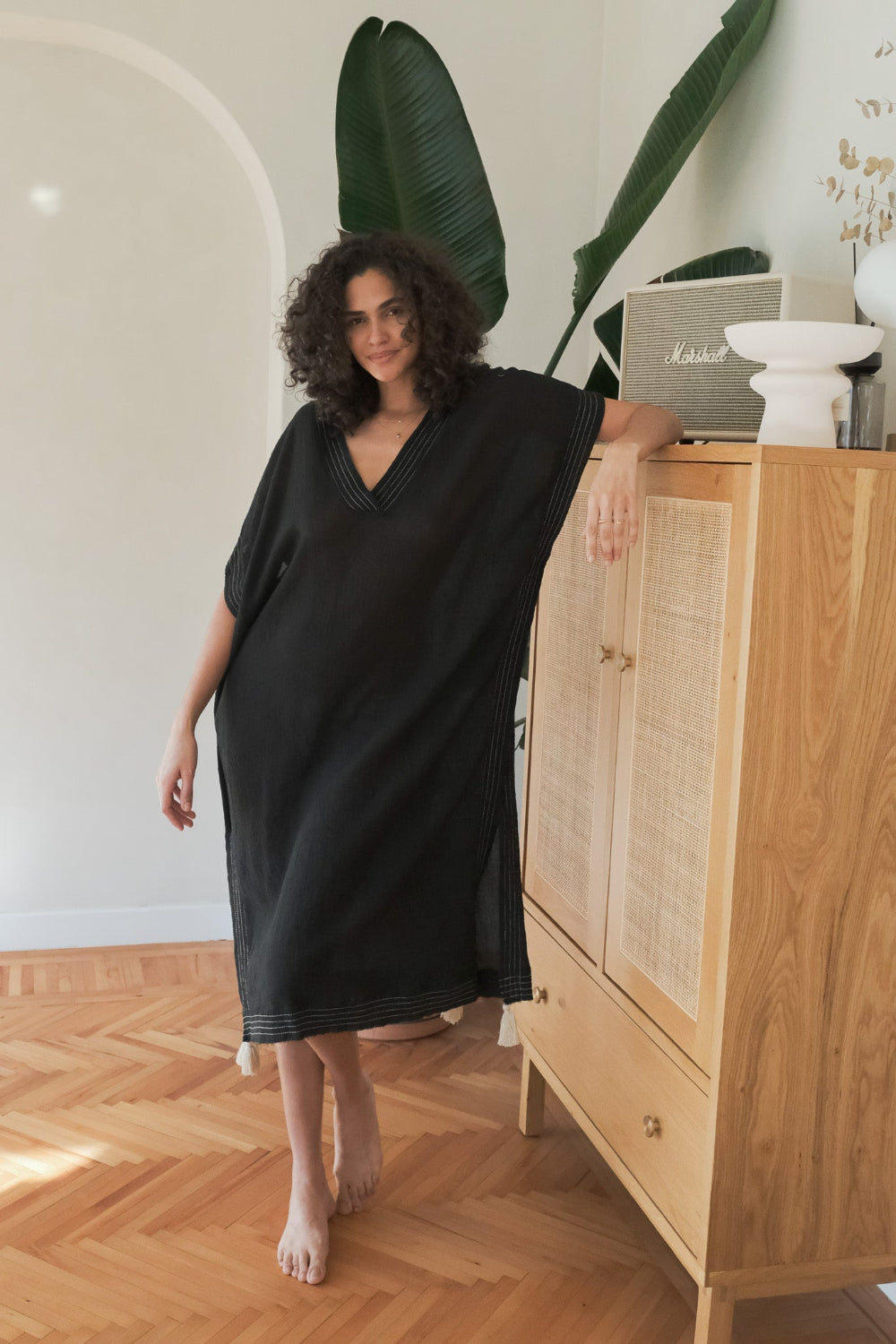 The Handloom-Ela Kaftan Black-Kaftan-6-fleurdirect.live