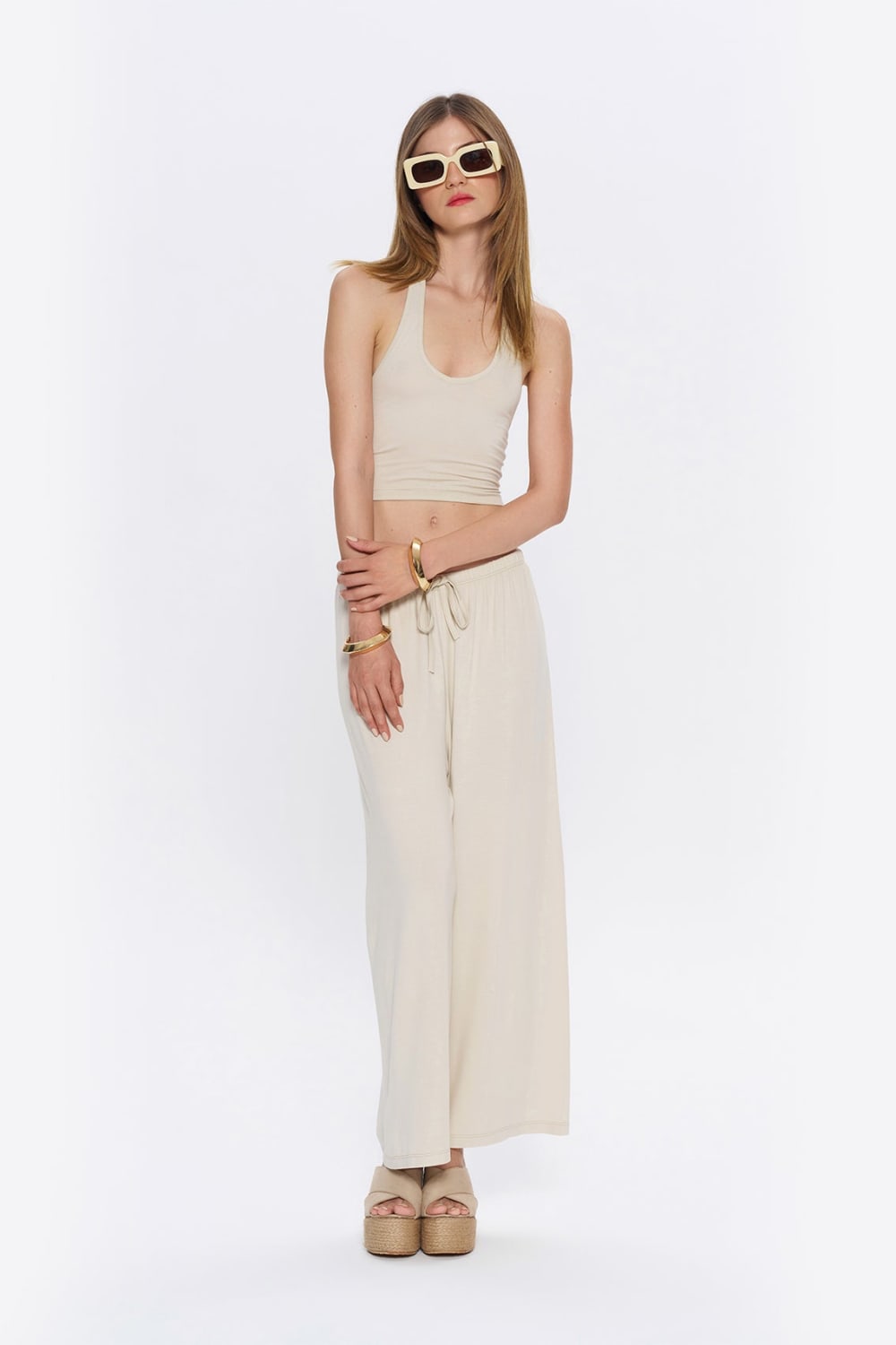 Tiny-Halter Yaka Krem Yumuşak Bluz-Top-11-fleurdirect.live