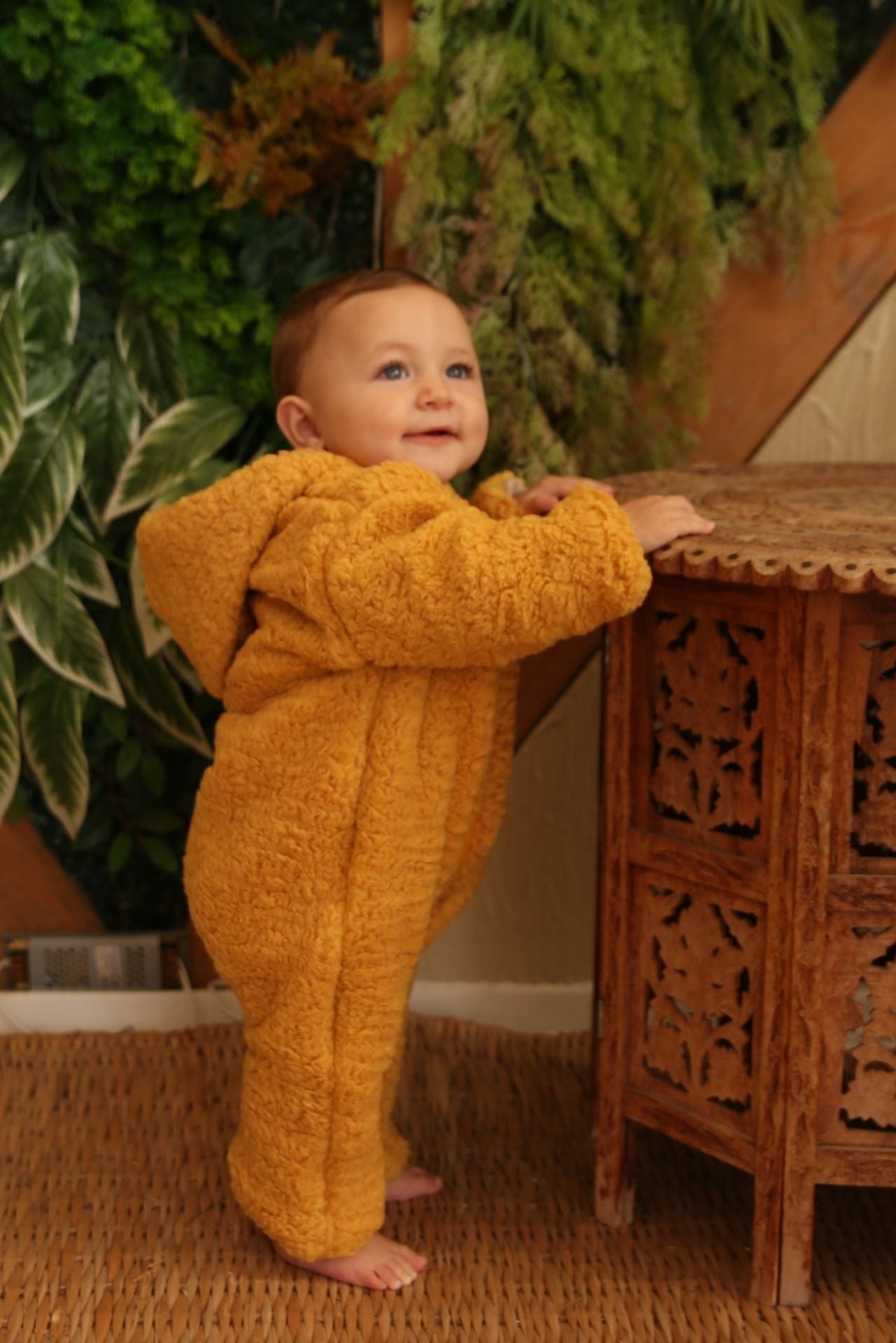 Totzee-Kapüşonlu Pelüş Tulum - Safran Sarısı-Çocuk Elbise & Tulum-3-fleurdirect.live