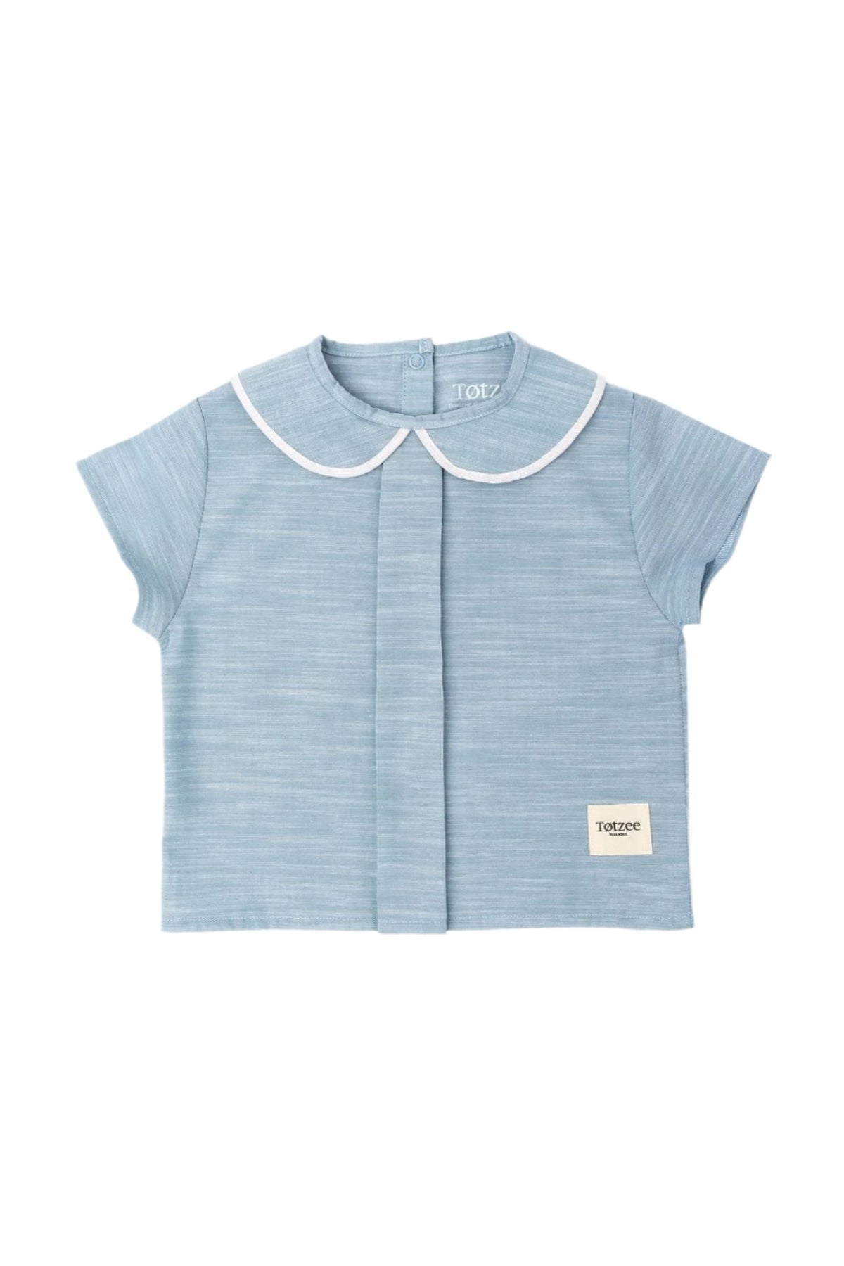 Totzee-Keten Bebe Yaka Pileli Üst Nil Mavisi-T-Shirts-1-fleurdirect.live