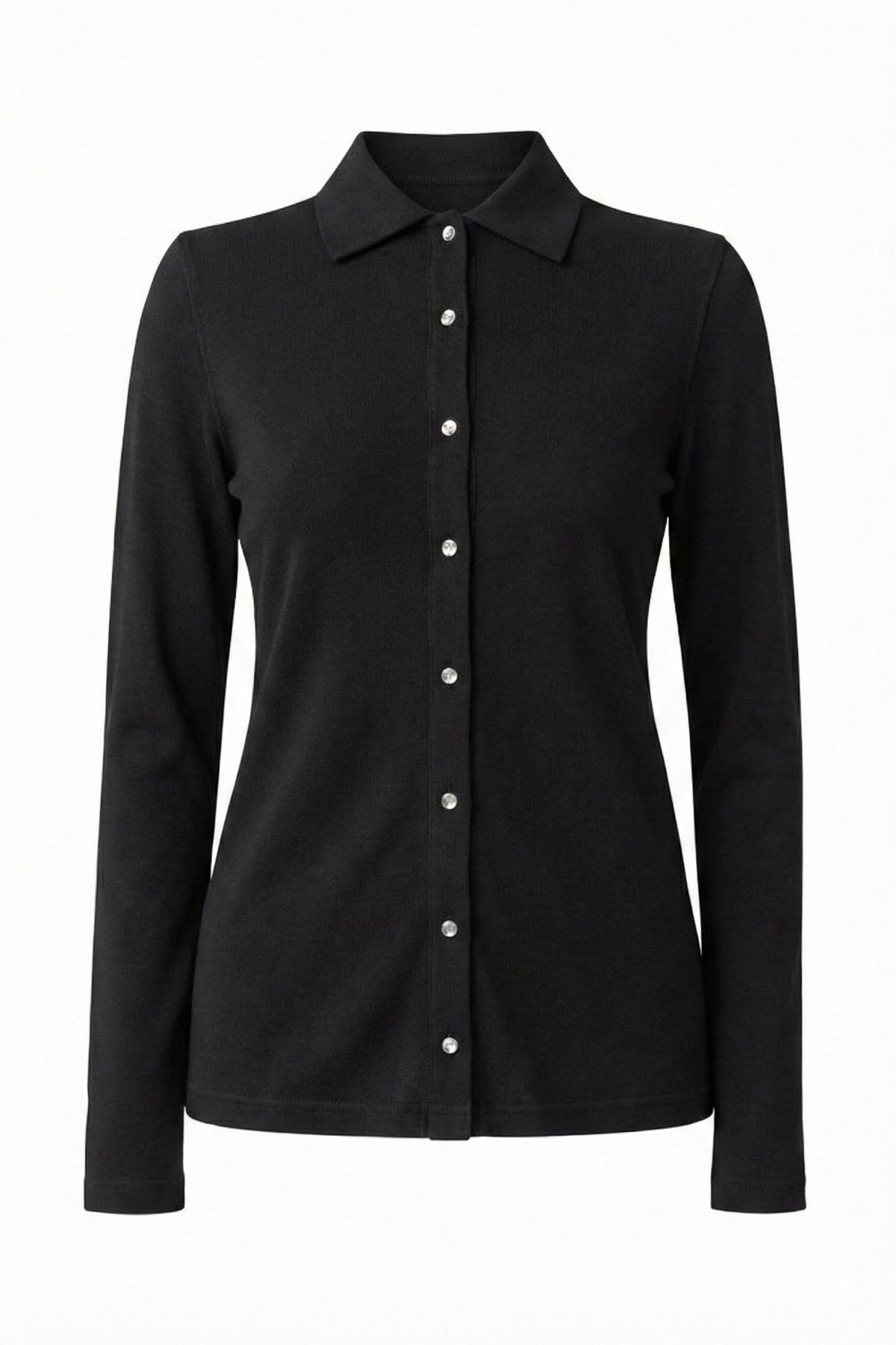 %100 Organik Pamuk Siyah Dar Kesim / Slim Fit Kadın Gömlek