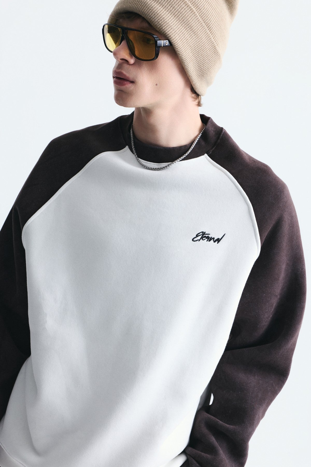 Blok Renkli Bisiklet Yaka Sweatshirt