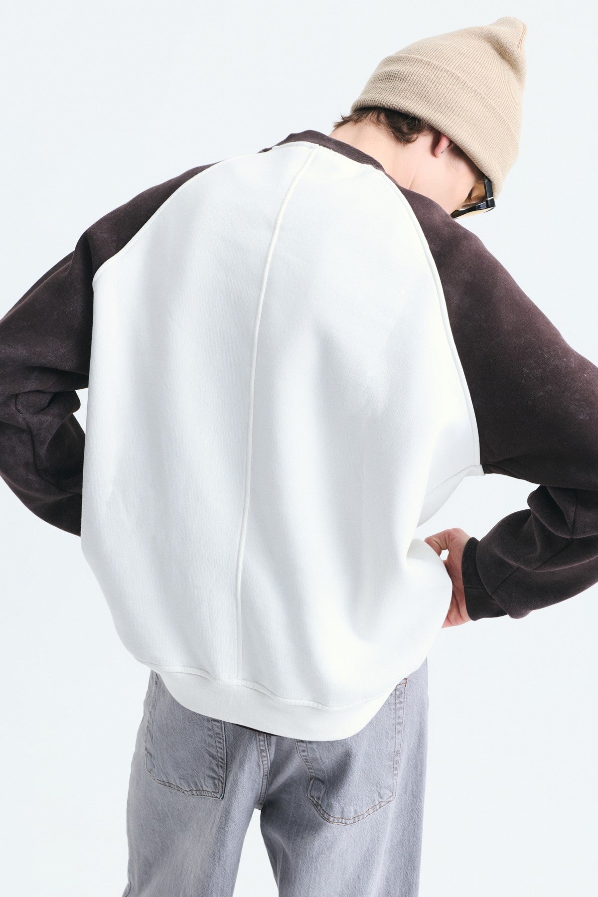 Blok Renkli Bisiklet Yaka Sweatshirt