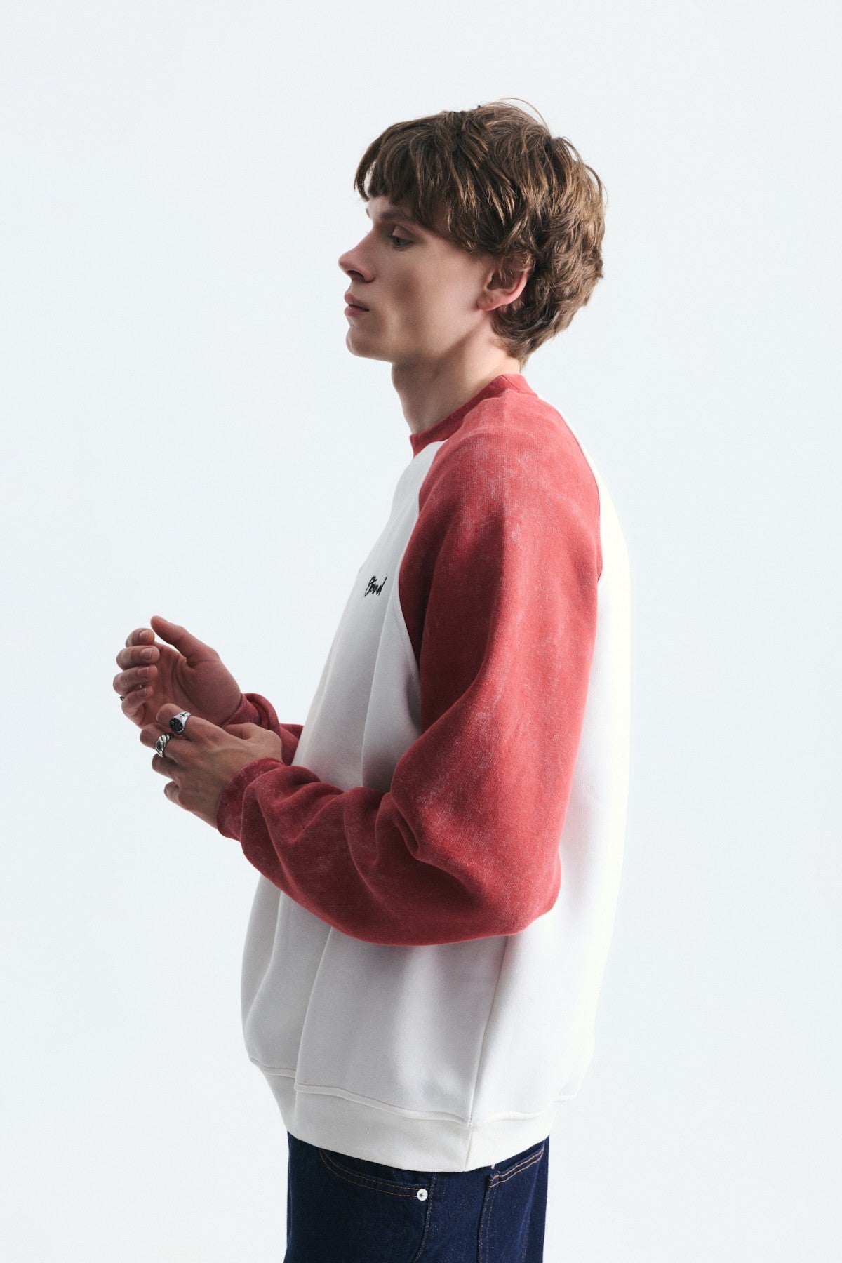 Blok Renkli Bisiklet Yaka Sweatshirt