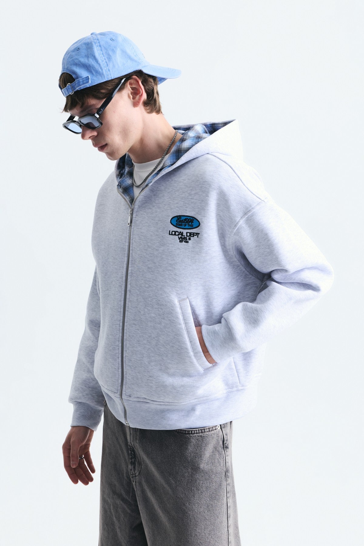 Boxy Fit Fermuarlı Kapüşonlu Sweatshirt