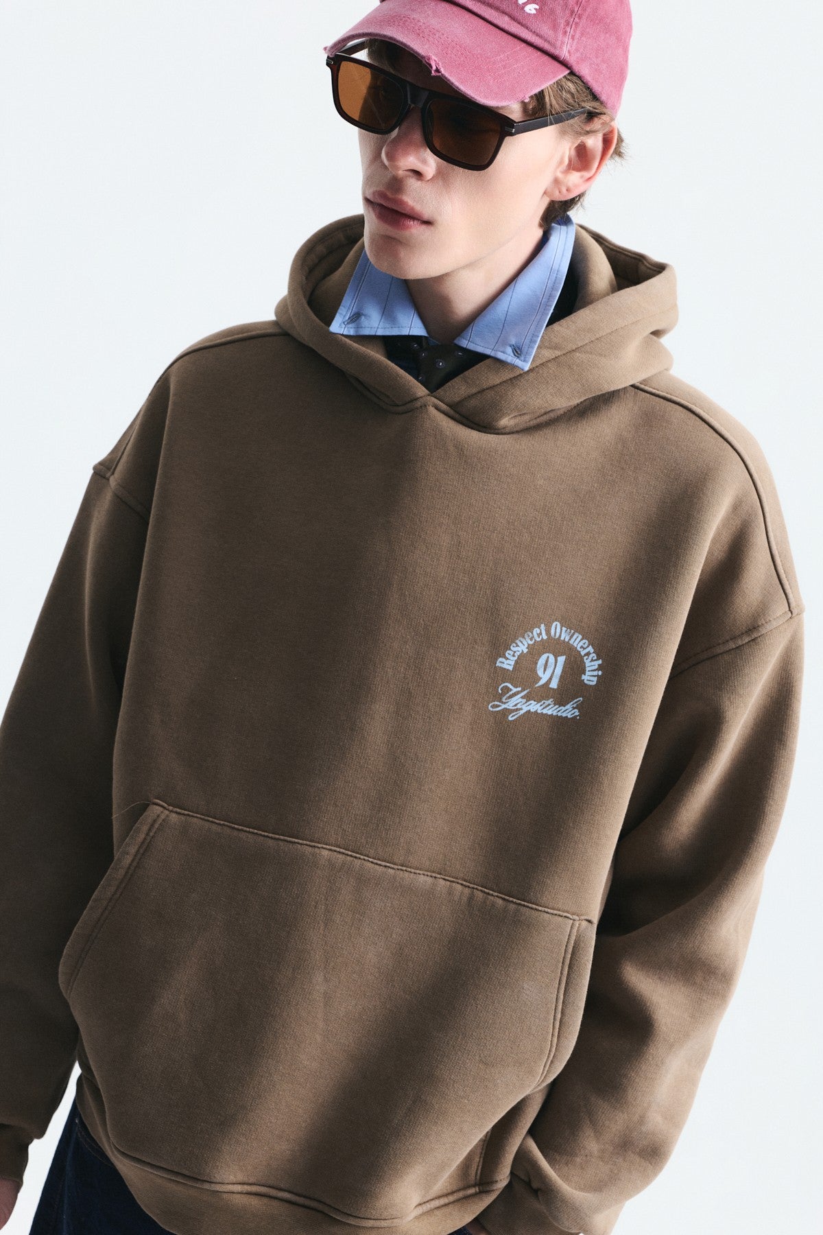 Boxy Fit Yazılı Kapüşonlu Sweatshirt