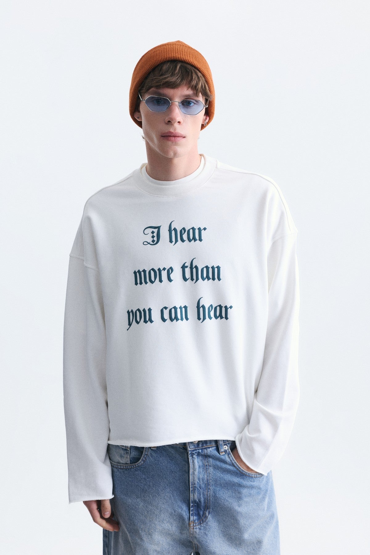 Boxy Fit Yazılı Sweatshirt