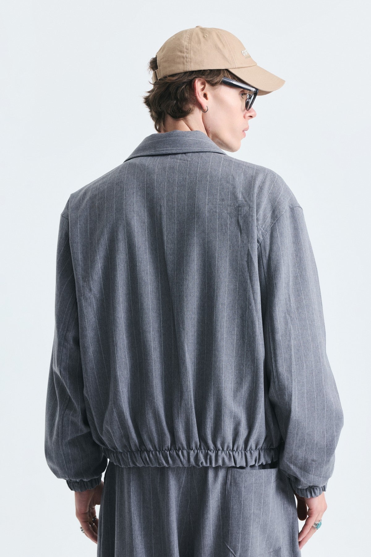 Oversize Çizgili Ceket Takım