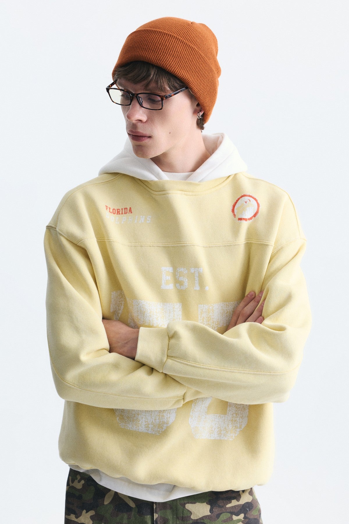 Oversize Baskılı Kapüşonlu Sweatshirt