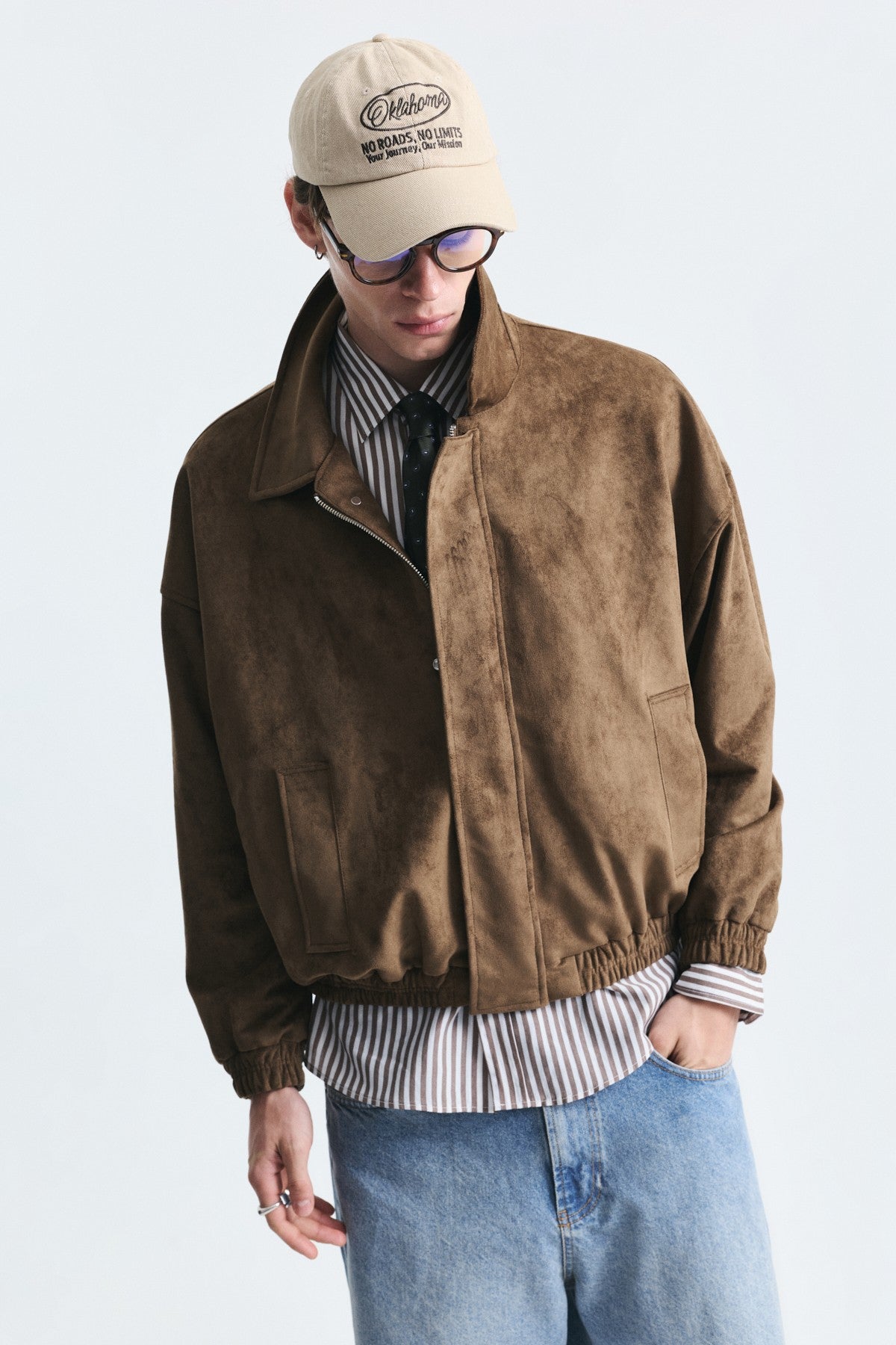 Oversize Polo Yaka Suni Süet Mont