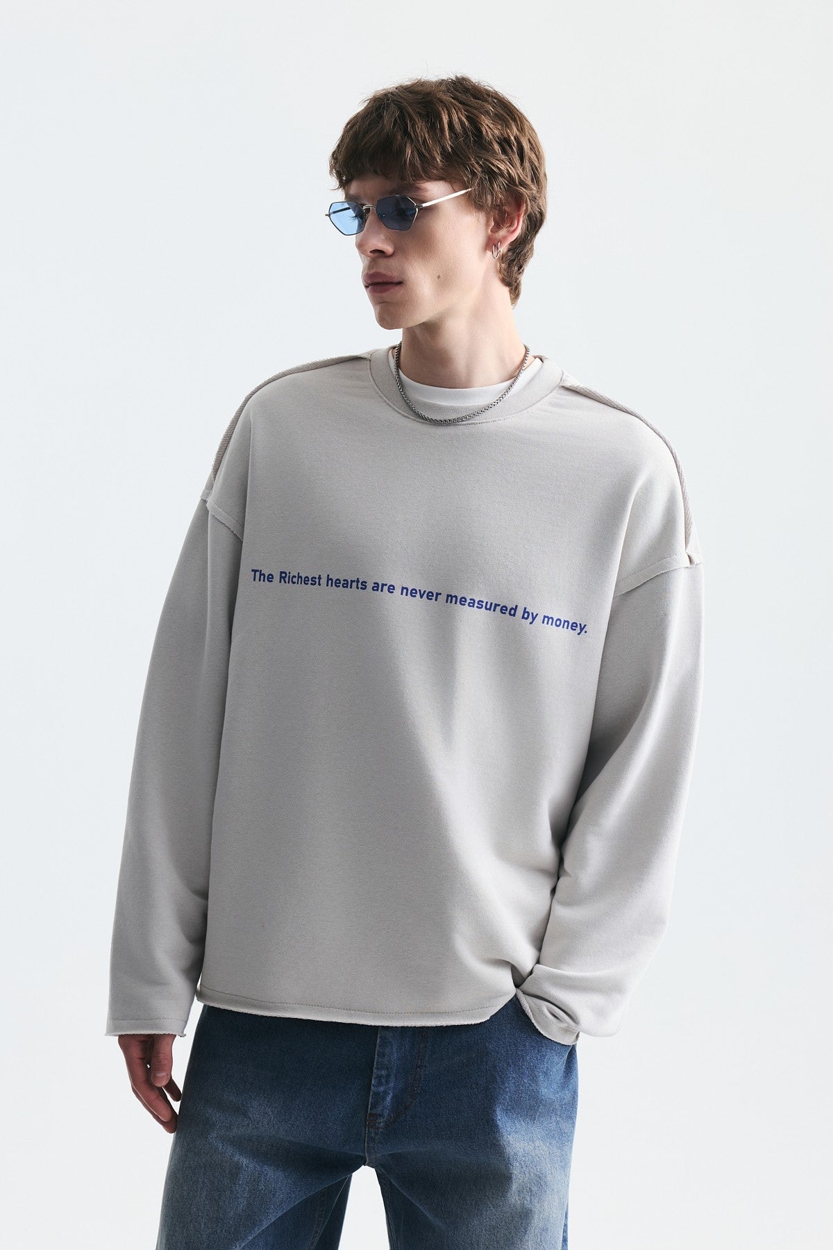 Oversize Yazılı Sweatshirt