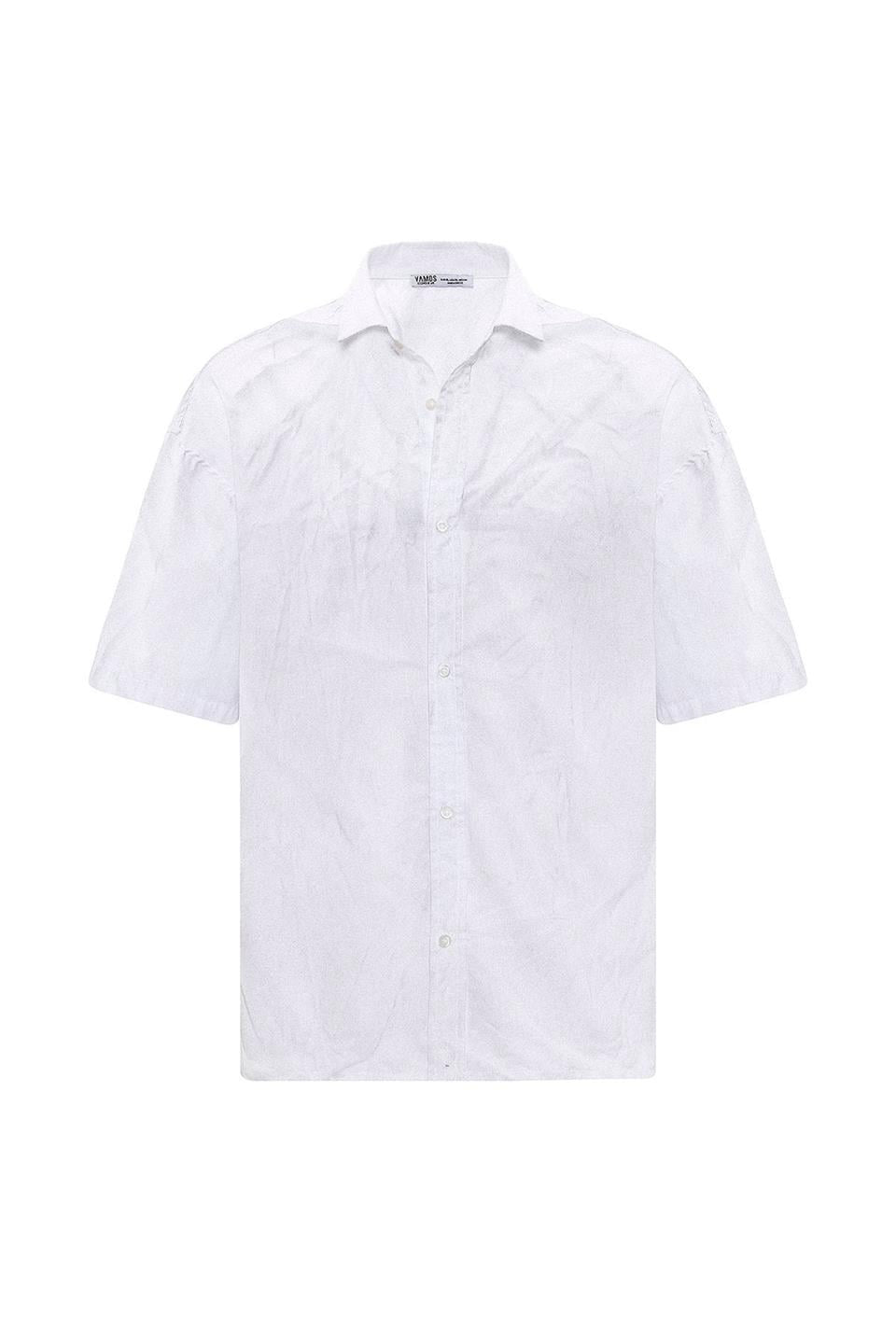 Oversize Yıkamalı Poplin Gömlek - Ekru - 1