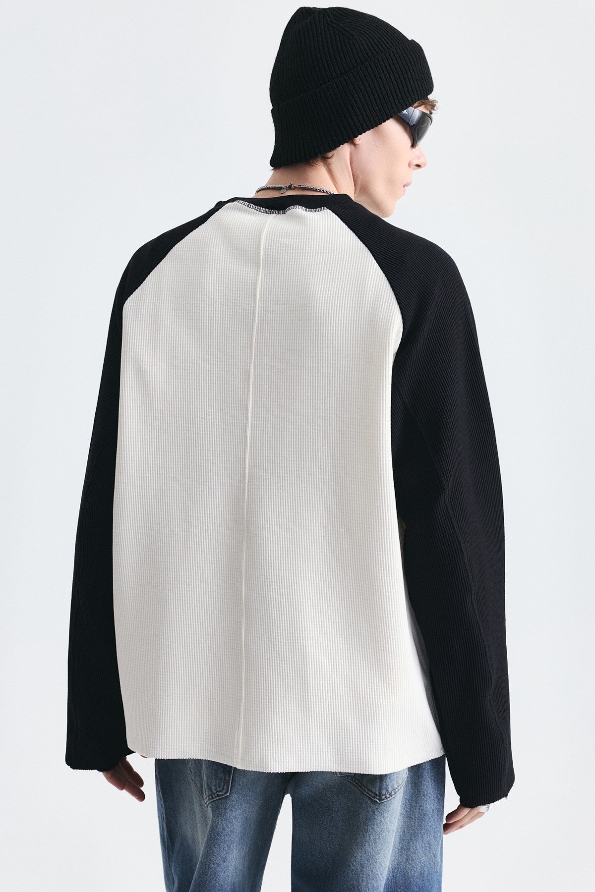 Renk Bloklu Dokulu Sweatshirt
