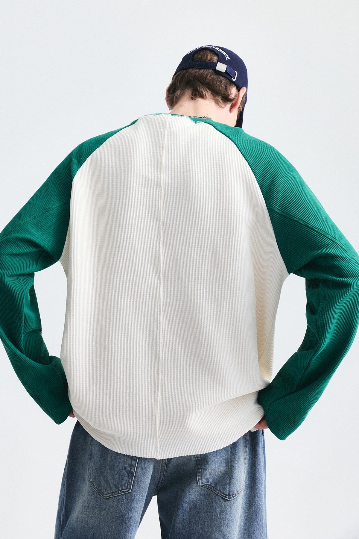 Renk Bloklu Dokulu Sweatshirt
