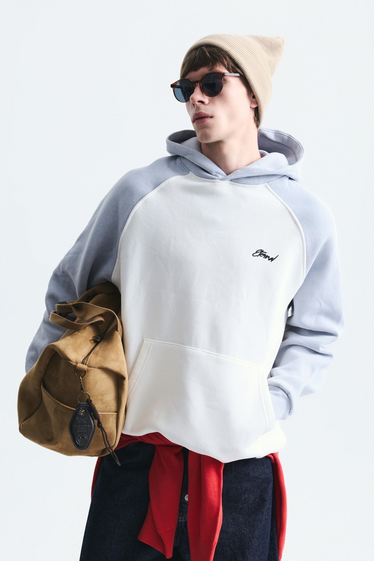 Renk Bloklu Kapüşonlu Sweatshirt
