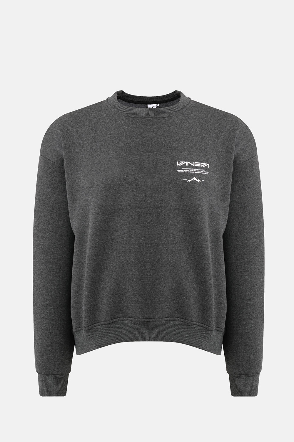 Vaneda-Bisiklet Yaka Oversized Fit Next Unisex Sweatshirt Antrasit-1-fleurdirect.live