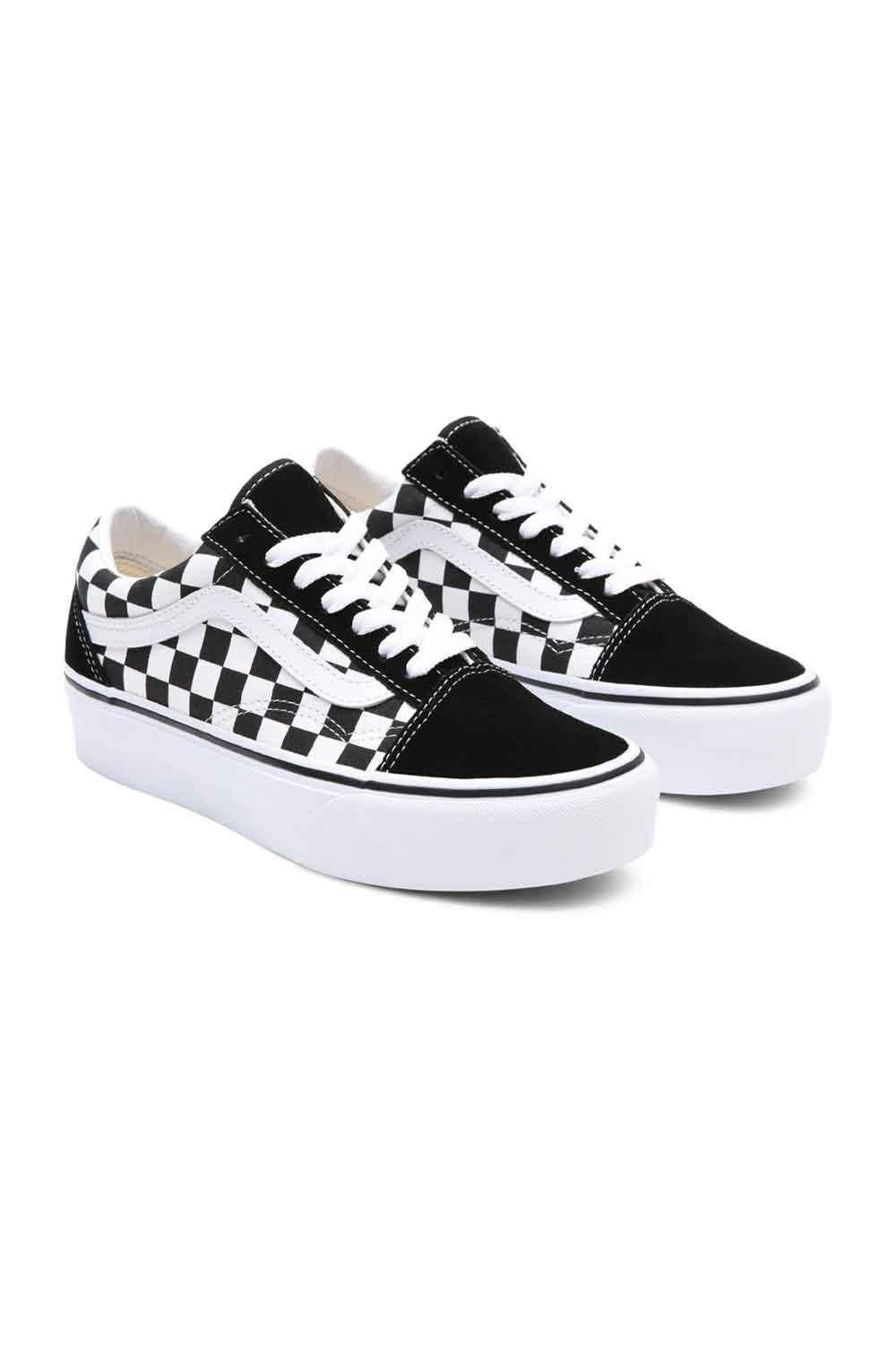 Vans-UA Old Skool Platform Checkerboard Black/True White-Sneakers-2-fleurdirect.live