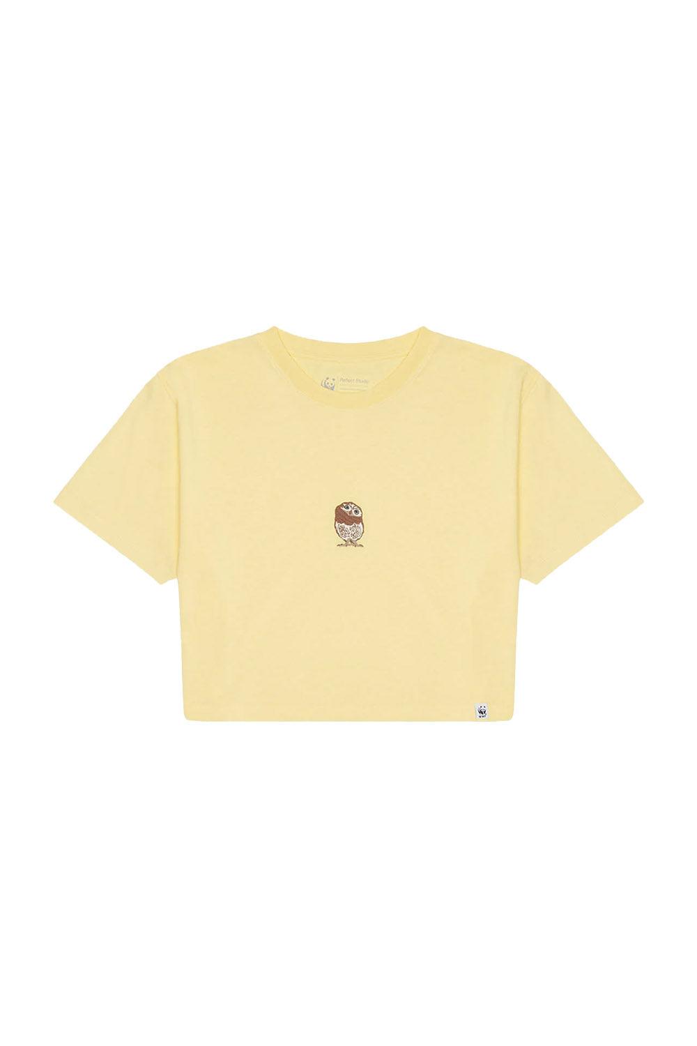 WWF Market-Cin Baykuşu Crop T-shirt - Açık Sarı-T-Shirts-1-fleurdirect.live