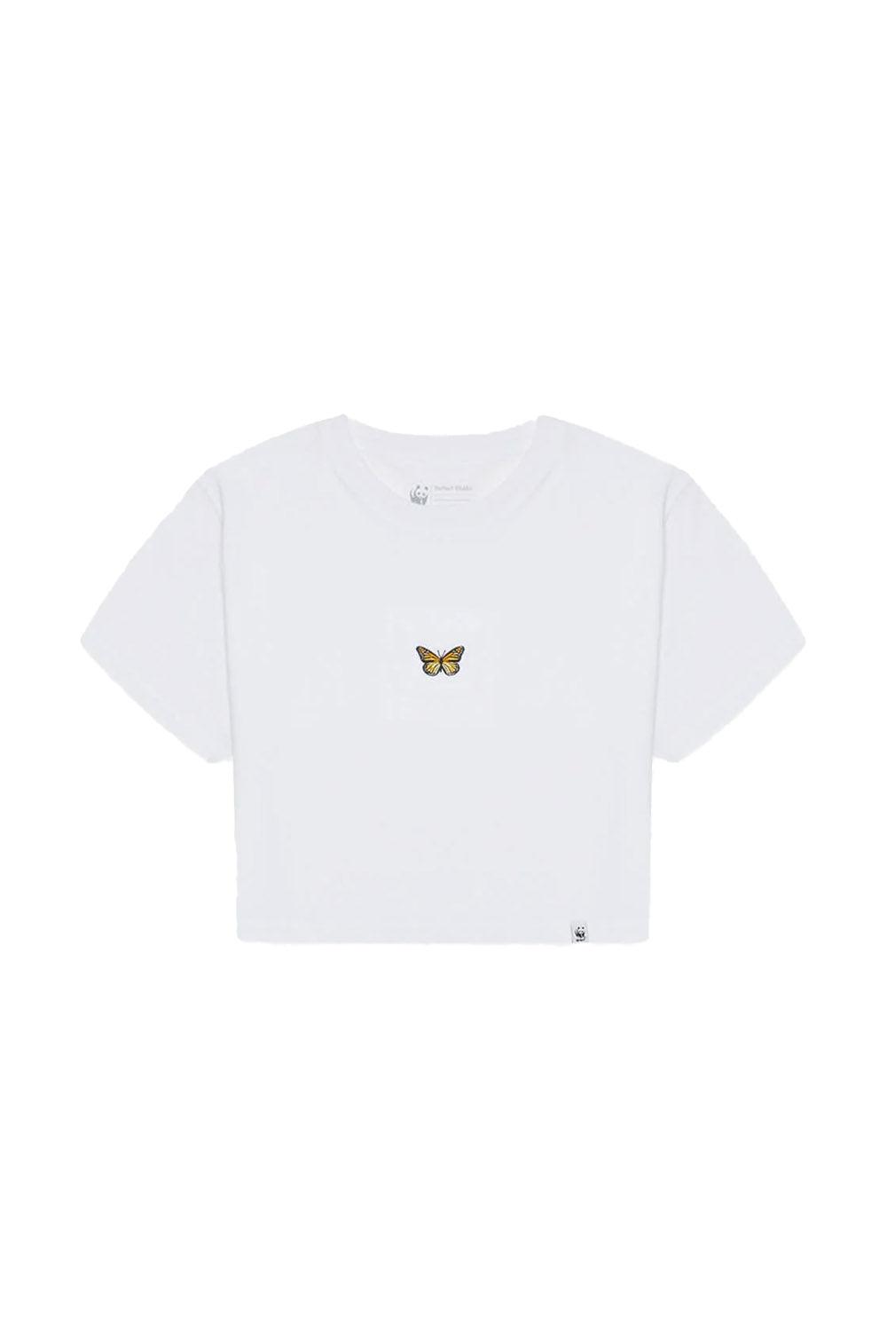 WWF Market-Monark Kelebeği Crop T-shirt - Beyaz-T-Shirts-1-fleurdirect.live