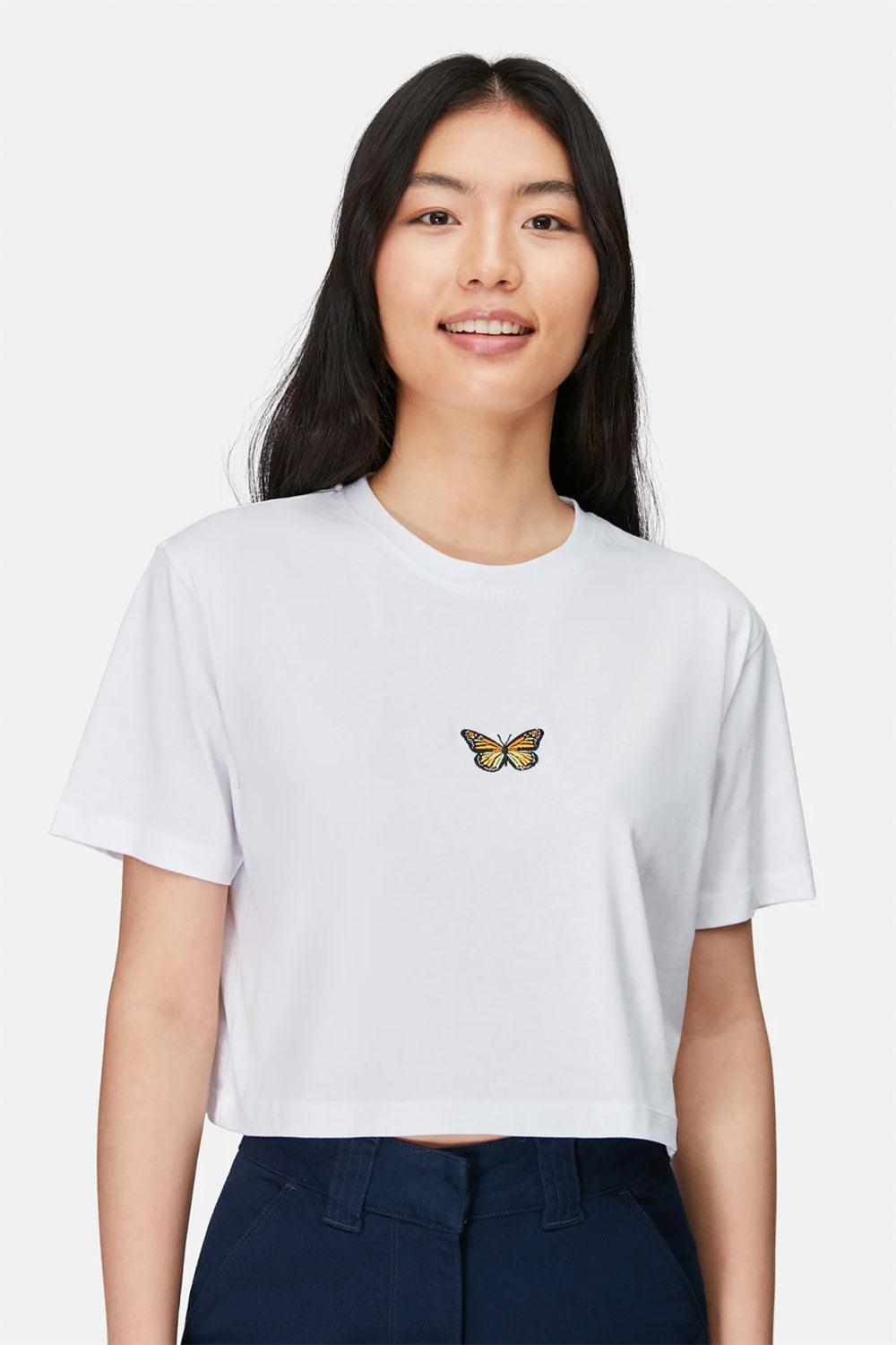 WWF Market-Monark Kelebeği Crop T-shirt - Beyaz-T-Shirts-3-fleurdirect.live