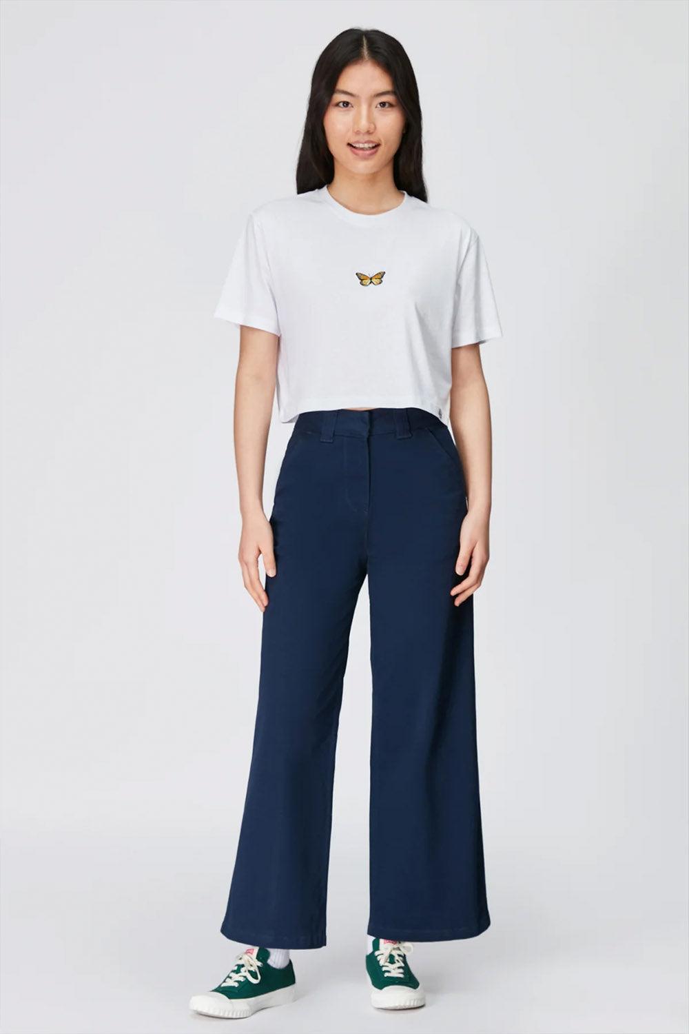 WWF Market-Monark Kelebeği Crop T-shirt - Beyaz-T-Shirts-4-fleurdirect.live