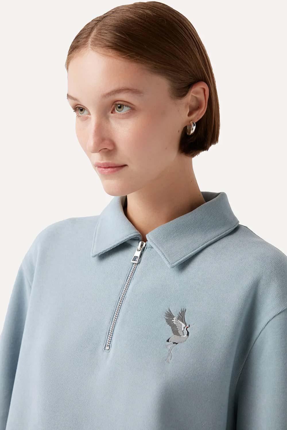 WWF Market-Turna Kuşu Polo Yaka Sweatshirt - Mavi-Sweatshirts & Hoodies-3-fleurdirect.live