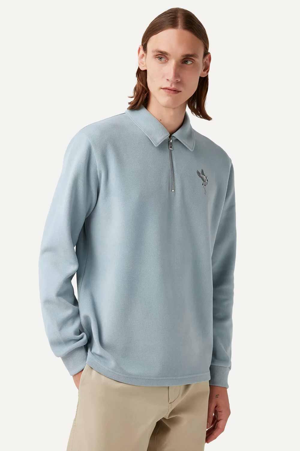 WWF Market-Turna Kuşu Polo Yaka Sweatshirt - Mavi-Sweatshirts & Hoodies-5-fleurdirect.live