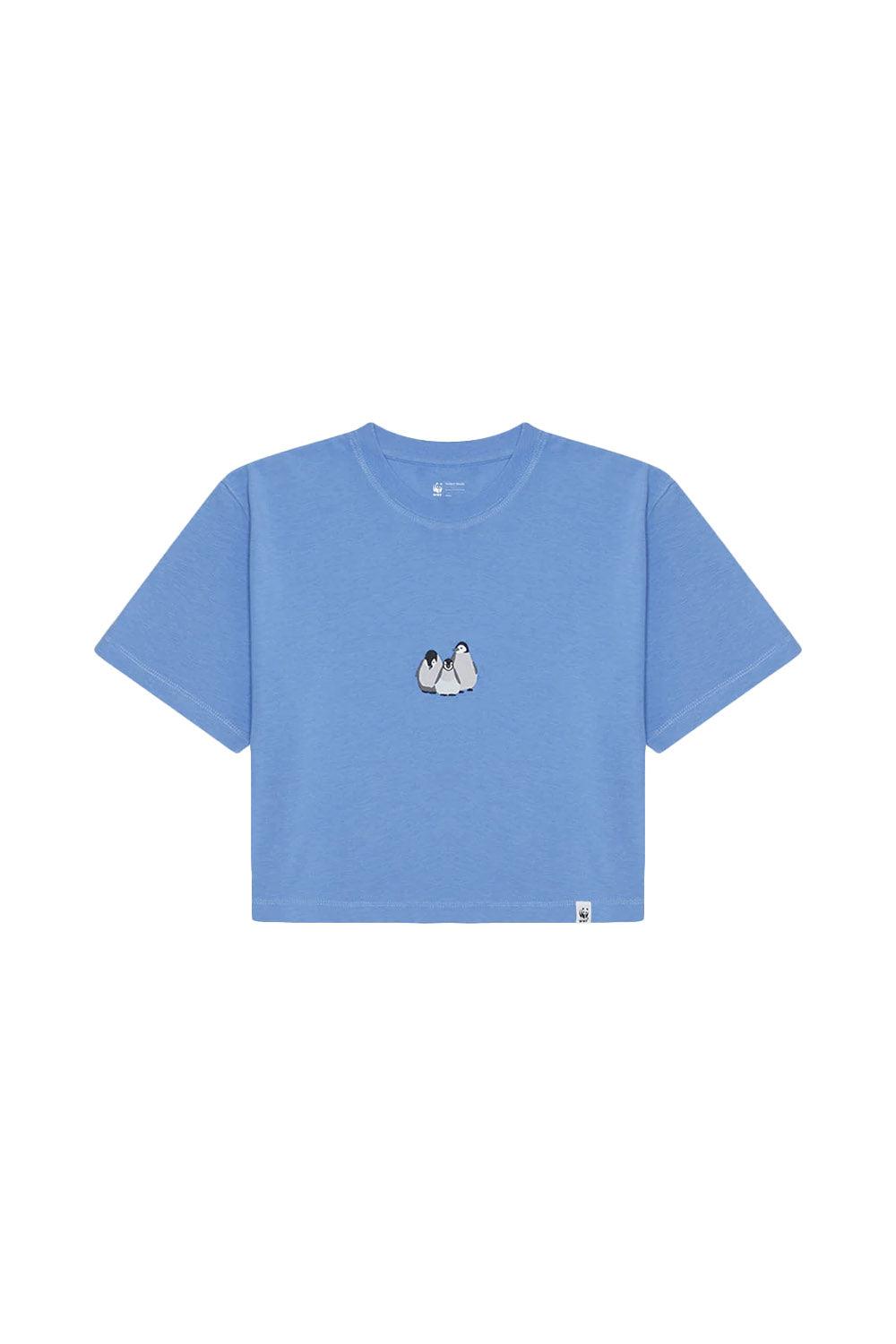 WWF Market-Yavru İmparator Penguen Crop T-shirt - Mavi-T-Shirts-1-fleurdirect.live