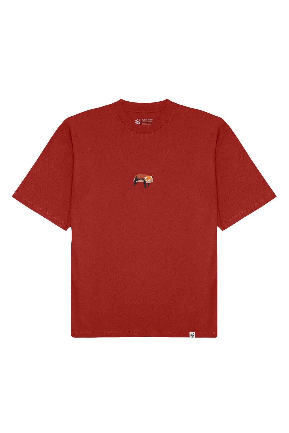 WWF Market-Yavru Kızıl Panda Oversize T-shirt - Kiremit-T-Shirts-1-fleurdirect.live