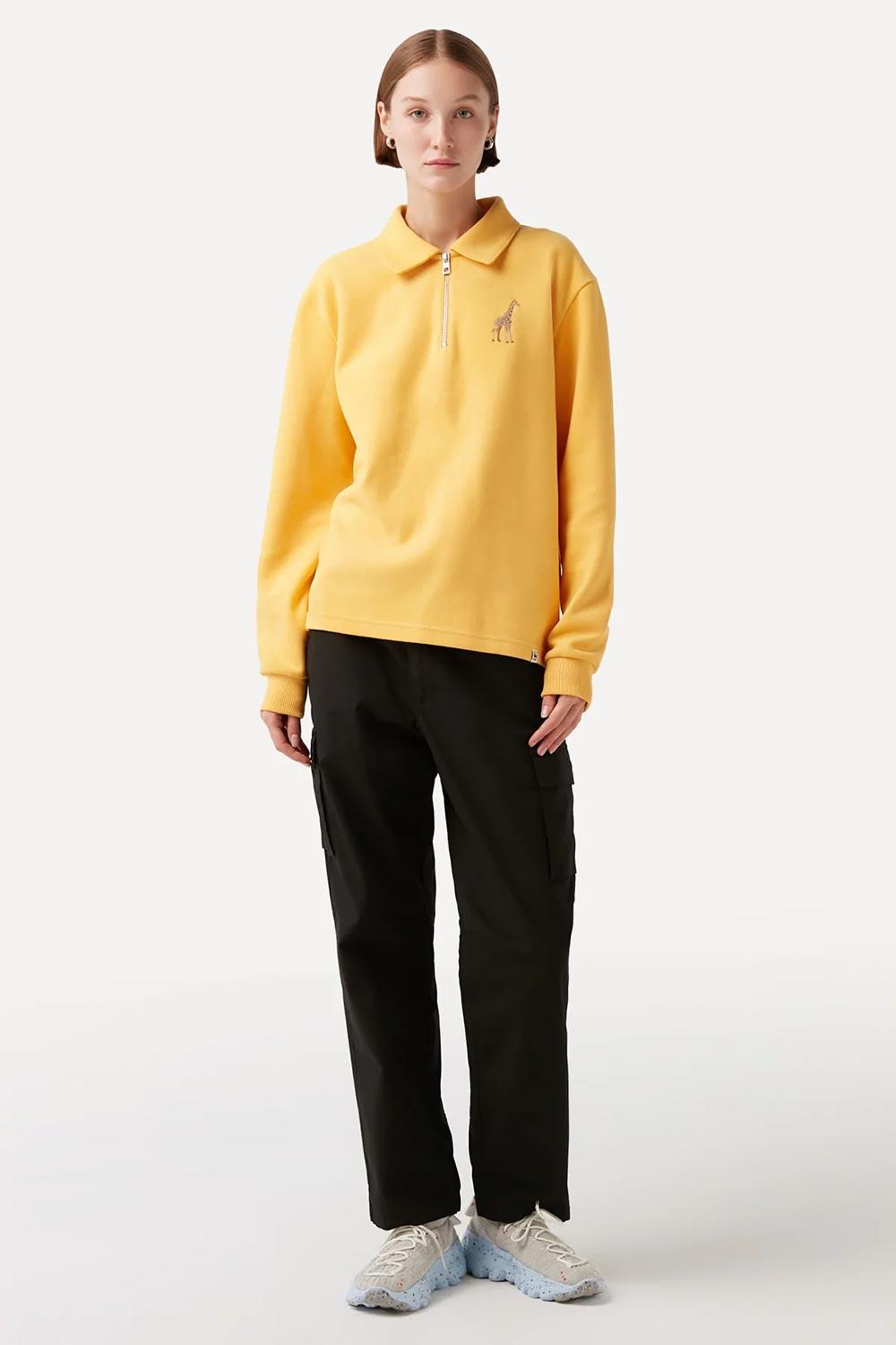 WWF Market-Zürafa Polo Yaka Sweatshirt - Sarı-Sweatshirts & Hoodies-5-fleurdirect.live
