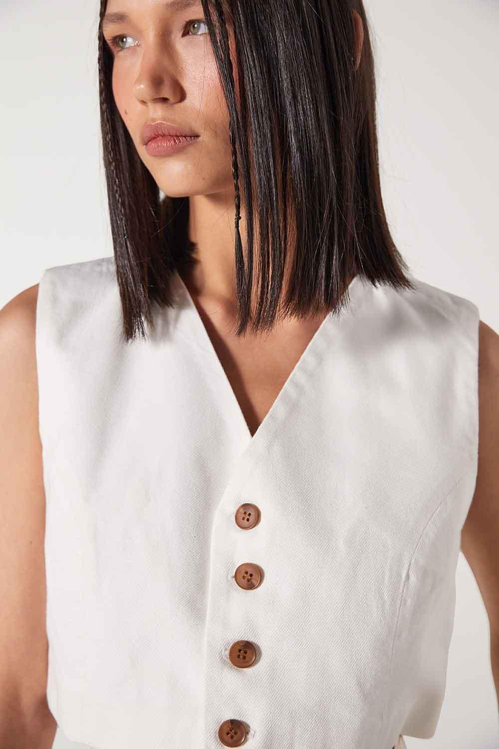 Wabi Sabi-Carol Beyaz Yelek-Top-3-fleurdirect.live