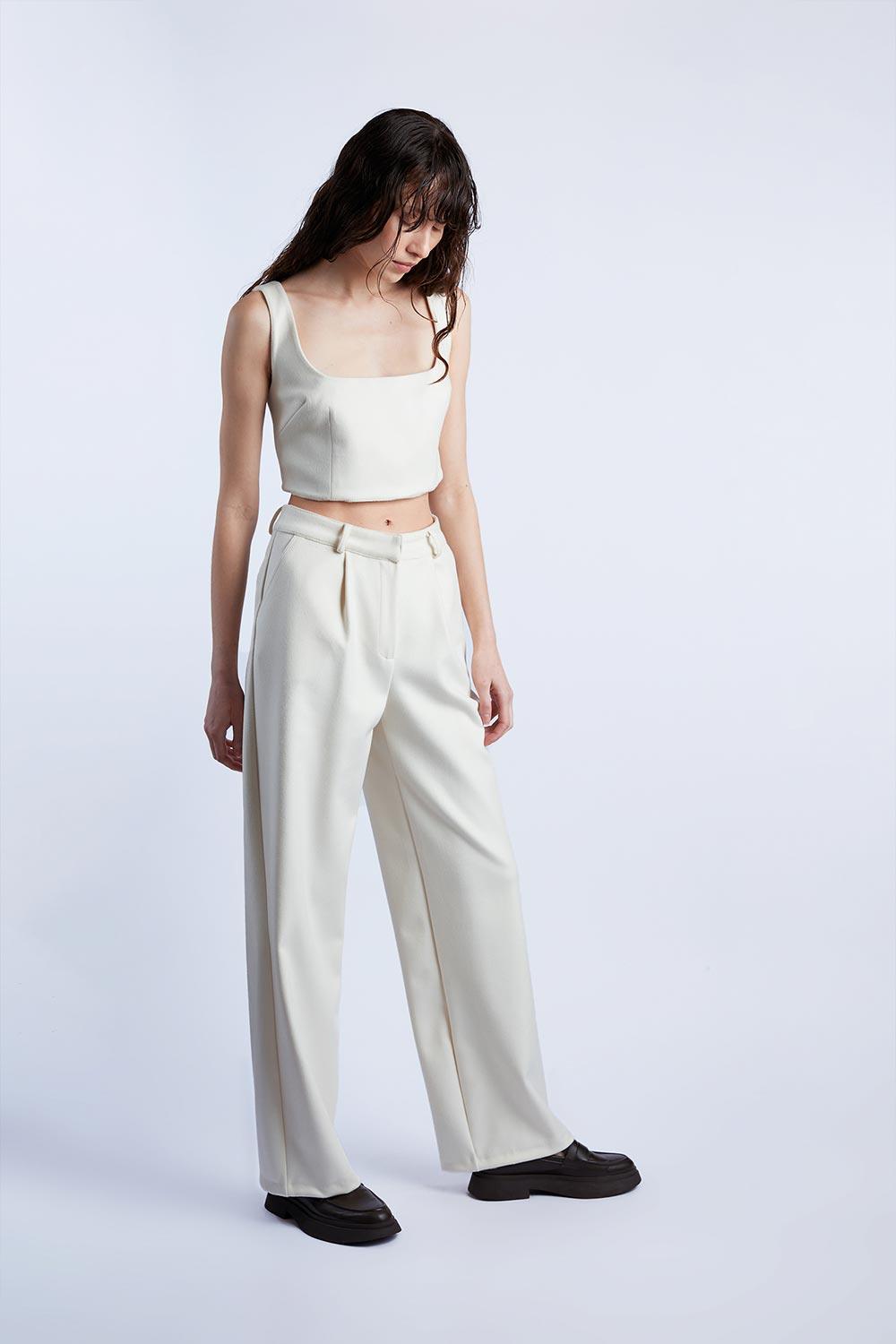 Wabi Sabi-Sail Bej Kaşmir Pantolon-Kumaş Pantolon-2-fleurdirect.live