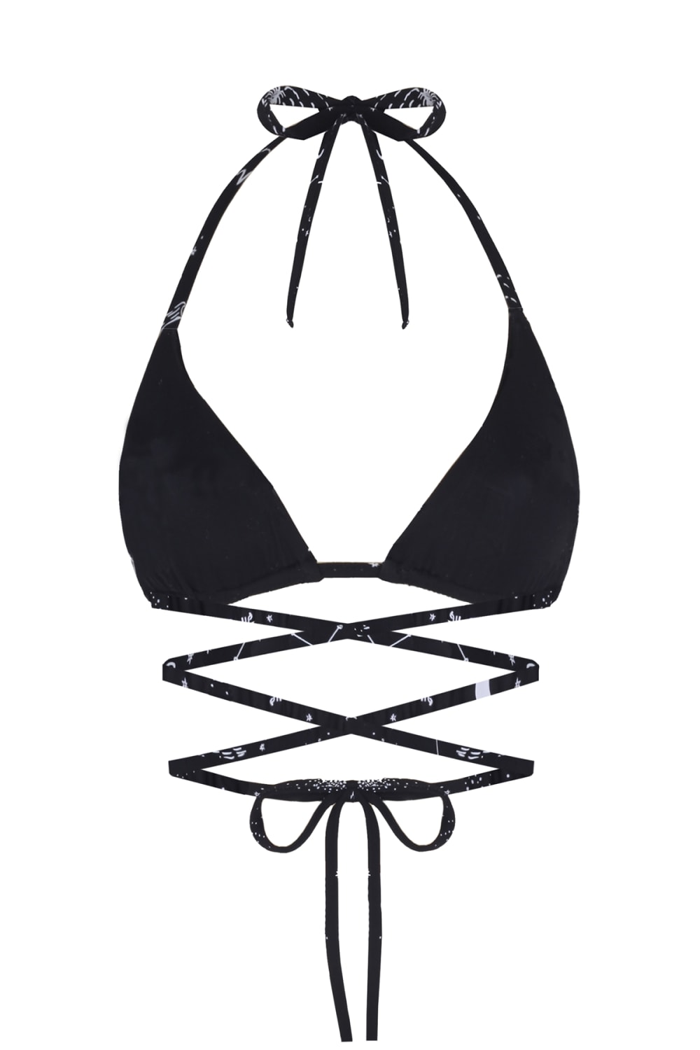 Wayt-Space Babe Gezegen Ve Burç Desenli İpli Siyah Bikini Üstü-Bikini & Mayo-2-fleurdirect.live
