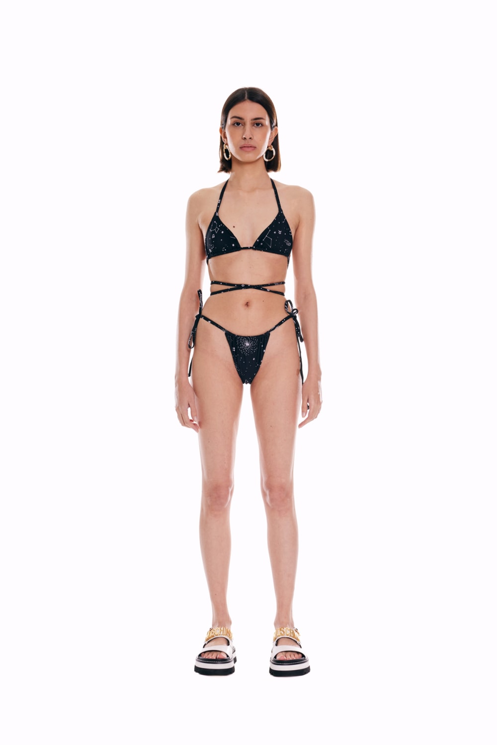 Wayt-Space Babe Gezegen Ve Burç Desenli İpli Siyah Bikini Üstü-Bikini & Mayo-4-fleurdirect.live