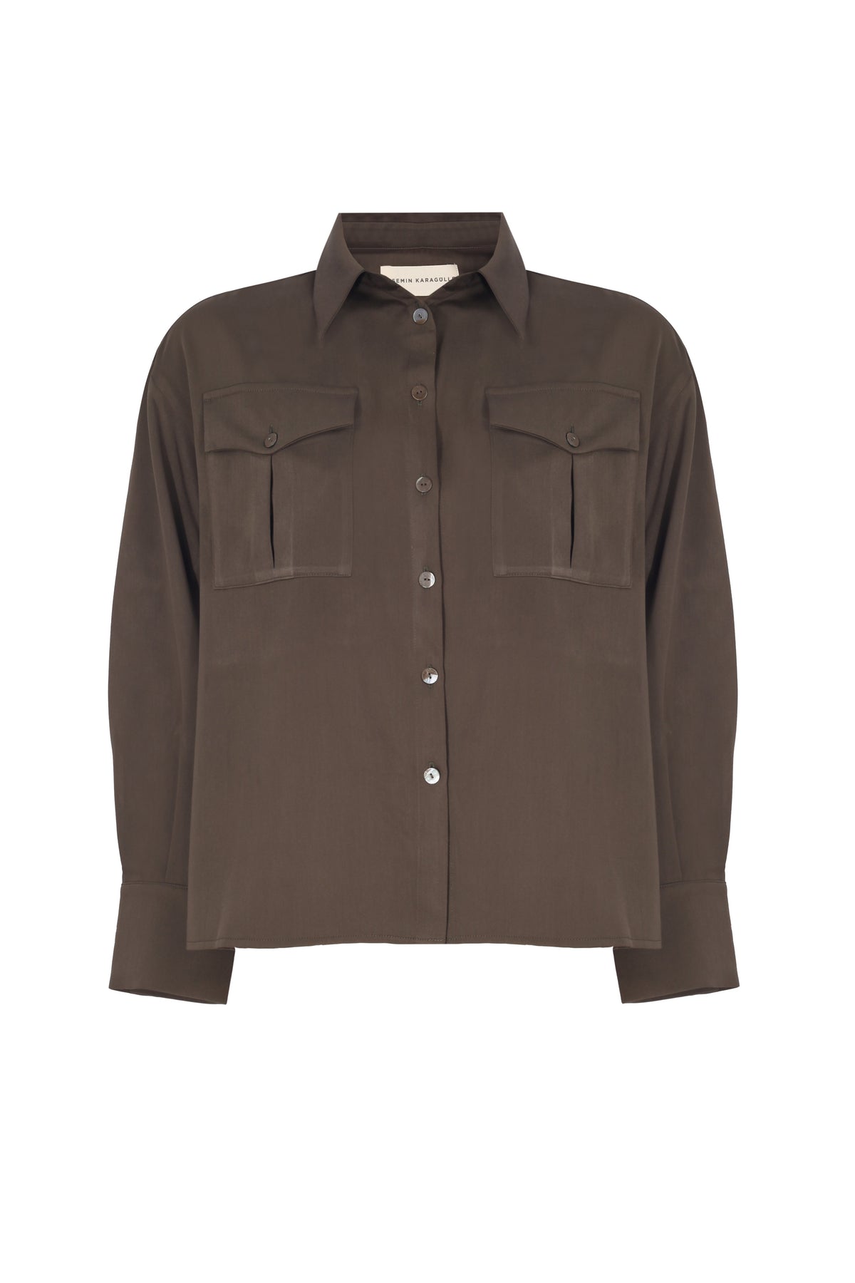 Yasemin Karagülle-Simone Shirt Dark Khaki-Gömlek-1-fleurdirect.live