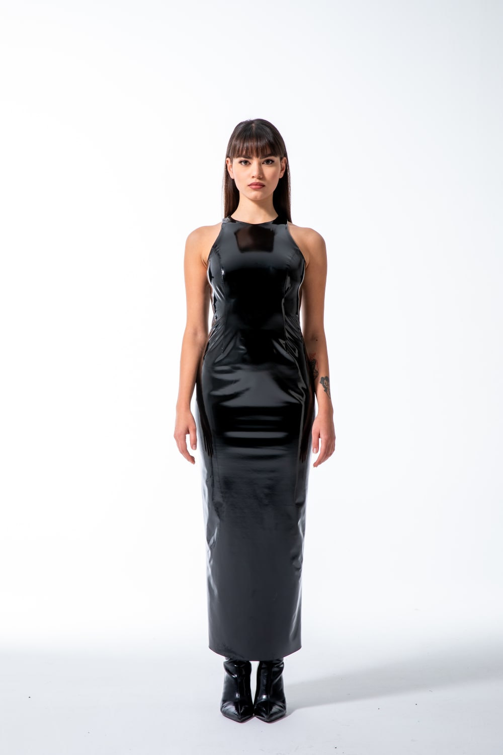 Yelda Alatekin-Blossom Black Midi Dress-Elbise-1-fleurdirect.live