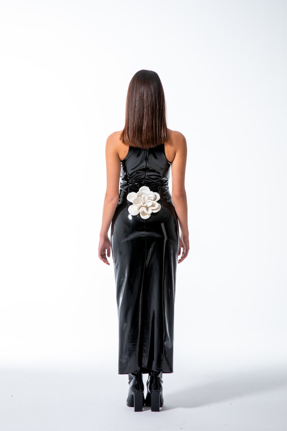 Yelda Alatekin-Blossom Black Midi Dress-Elbise-3-fleurdirect.live