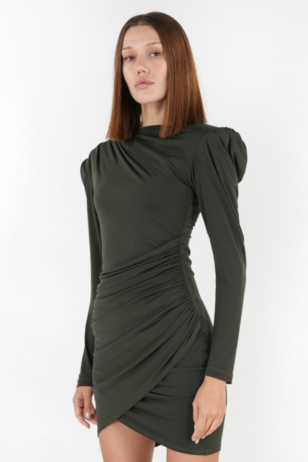Zhiva-Alyssa Dress In Khaki-Elbise-1-fleurdirect.live