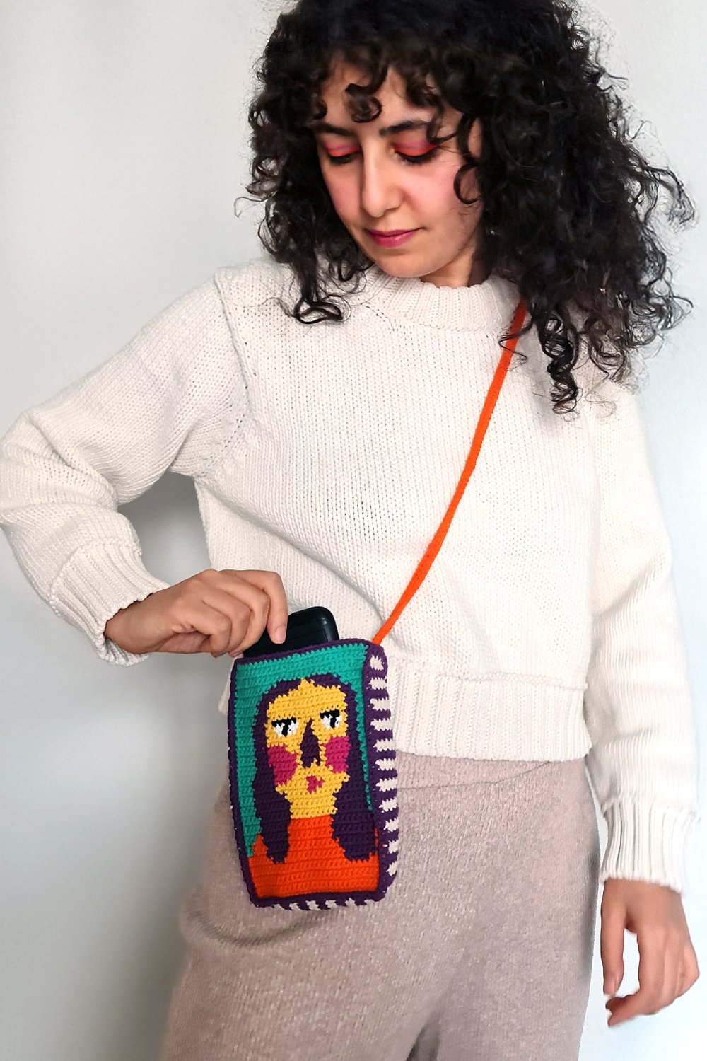Zone Design Store-El Örgüsü Telefon Çantası - Sarıko-Telefon Çantası-3-fleurdirect.live